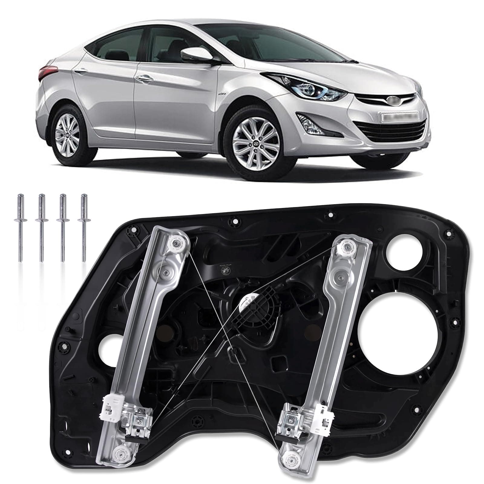 Window Regulator Driver Side Without Motor for Front Left Side Compatible with Hyundai Elantra 2011-2016 Sedan Only - Replace 824713Y010 Power Window Regulator