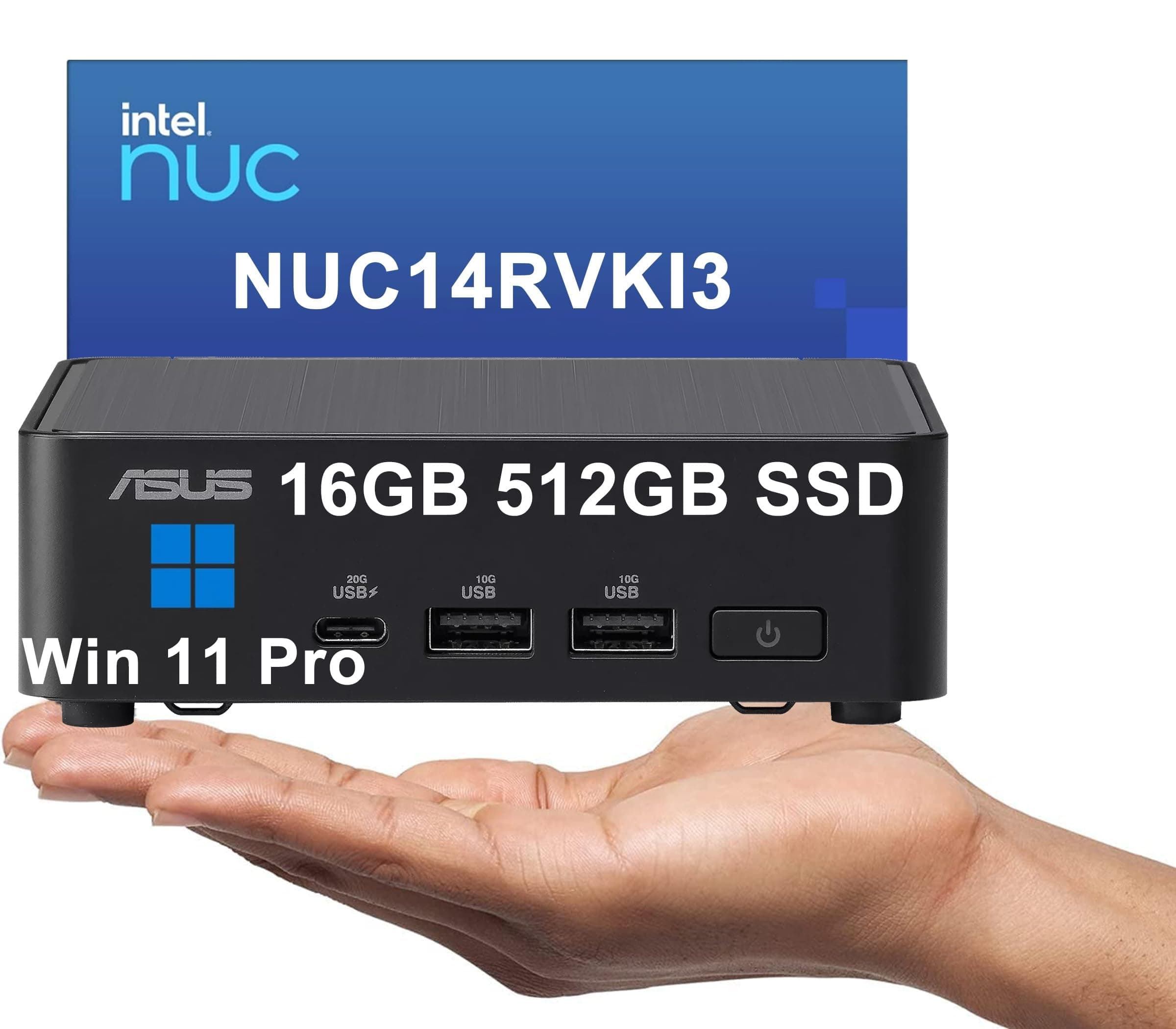 Intel NUC 14 Pro Slim Kit Mini PC (Intel Core i3 100U (> i5-1235U), 16GB DDR5, 512GB SSD) Business Desktop, 2x Thunderbolt 4, Support 4x 4K Monitors, Wi-Fi 6E, Win 11 Pro, ThinkCentre, ASUS NUC