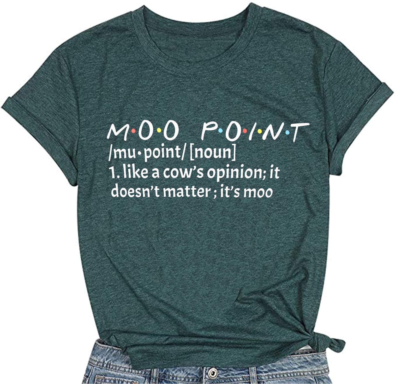 SIJIALUNIt's a Moo Point T Shirt Women Funny Friends TV Show Shirts Short Sleeve Crew Neck T-Shirt Tee Top