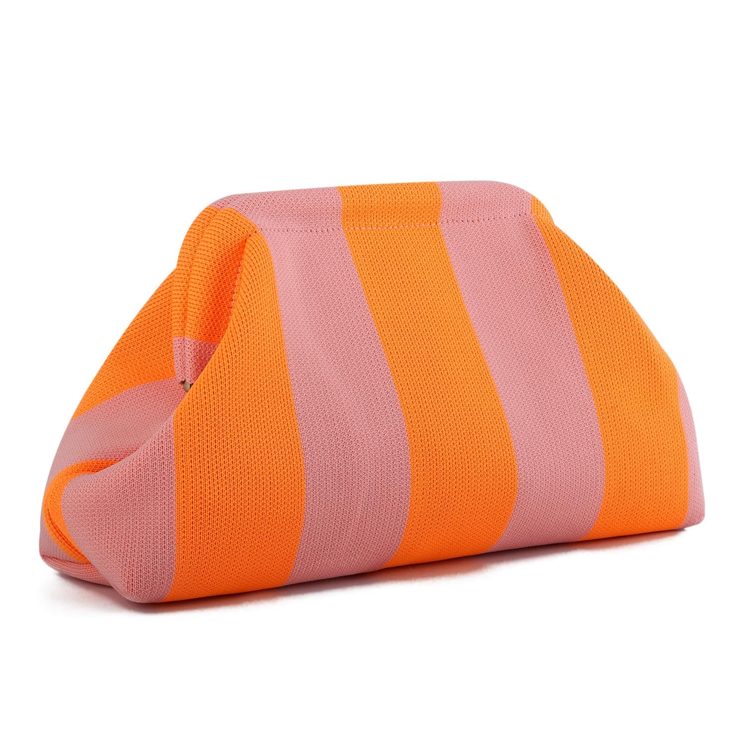 Oweisong Striped Clutch Purse for Women 2025 Summer Vacation Beach Bag Crochet Kiss Lock Evening Handbag