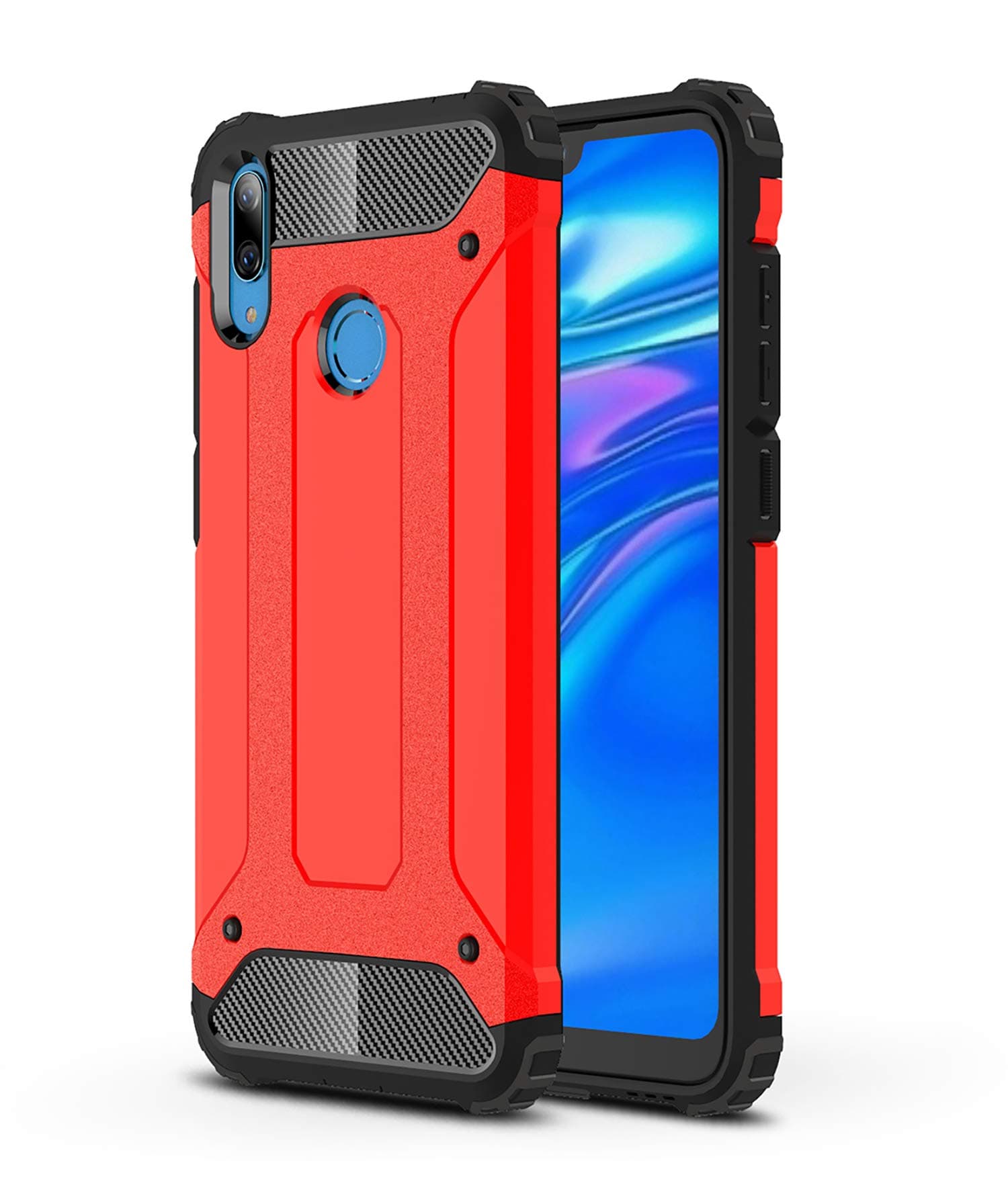 AOBOK Huawei Y7 2019 Case, Red Hybrid Armor Cover Extreme Drop Protection and Air Cushion Technology, Anti-Scratch, Case for Huawei Y7 2019 Smartphone