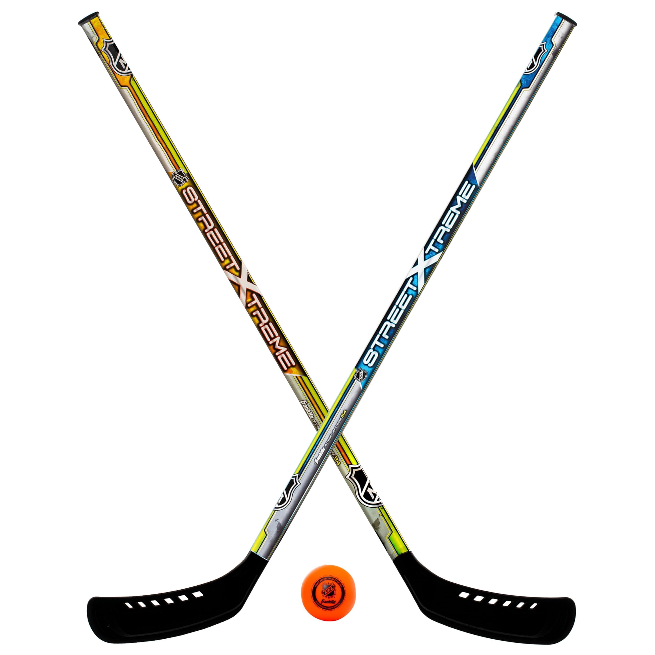 NHL Kids Street Hockey Stick Set - Includes (2) Youth Street Hockey Sticks + (1) Outdoor Roller Hockey Ball - Perfect Hockey Starter Set for Kids