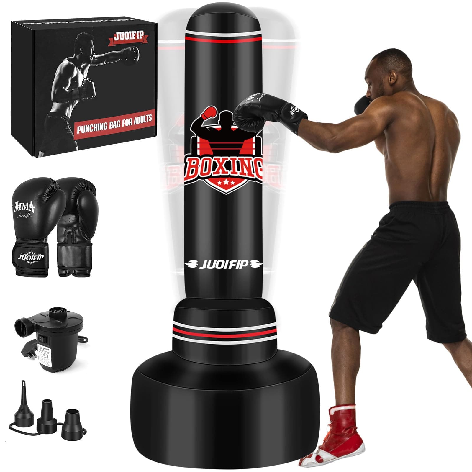 NZQXJXZ Punching Bag with Stand Adult 70”- Free Standing Boxing Bag with Boxing Gloves and Electric Air Pump, Women Men Stand Kickboxing Bags for Training MMA Muay Thai Fitness Beginners