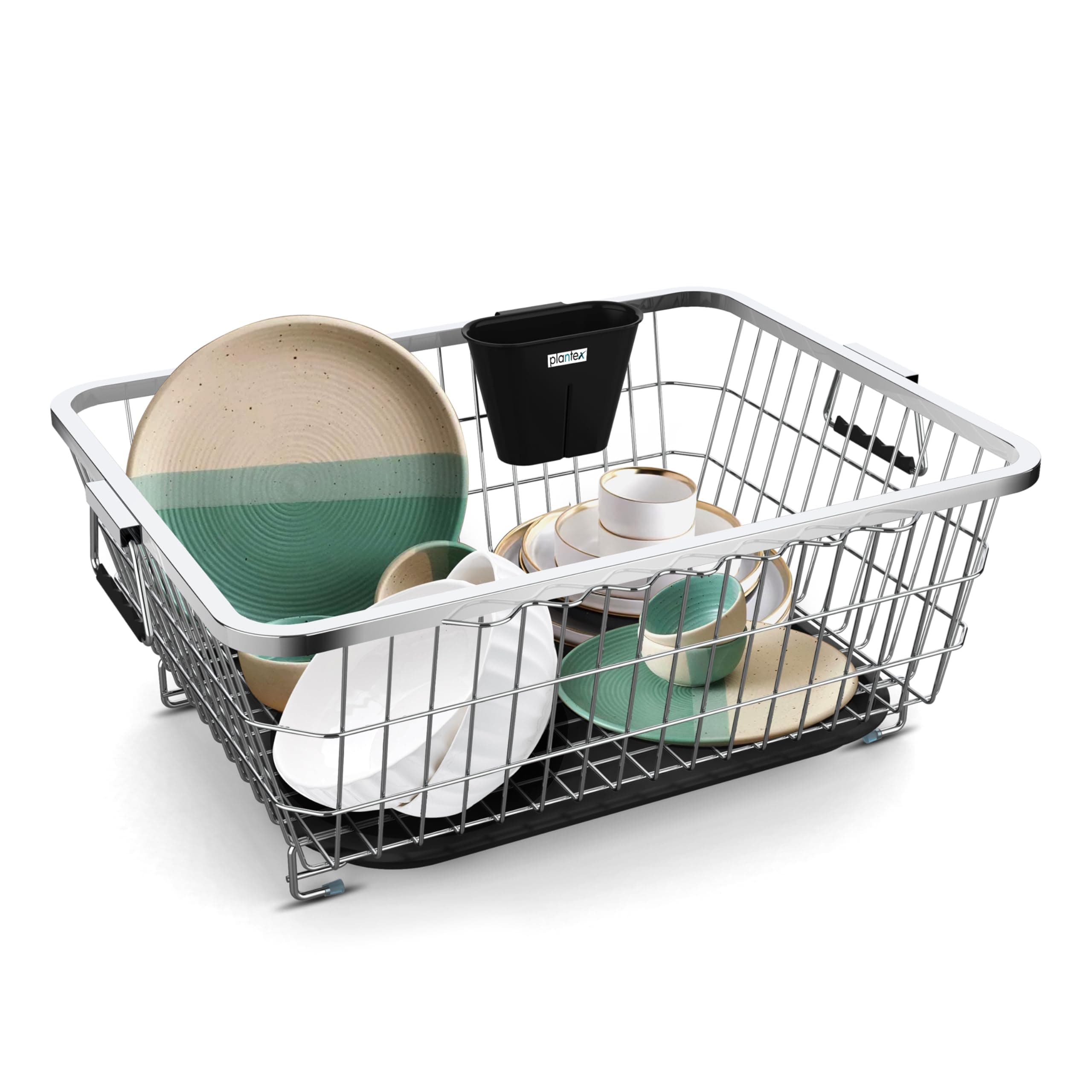 Plantex Stainless Steel Dish Drainer Basket for Kitchen Utensils/Dish Drying Rack with Drainer/Plate Stand/Bartan Basket (Size-56 x 43 x 22 cm)