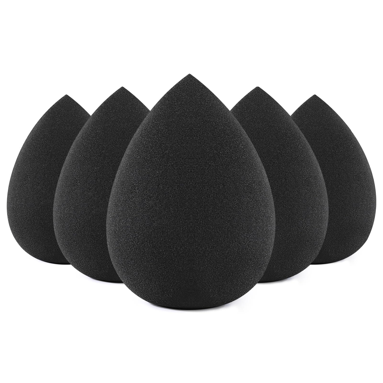 Makeup Sponge Set, 5 Pcs Foundation Blending Sponge, Beauty Sponges Flawless for Liquid, Cream, and Powder, Latex-Free and Vegan Boun Boun Makeup Sponges, Black