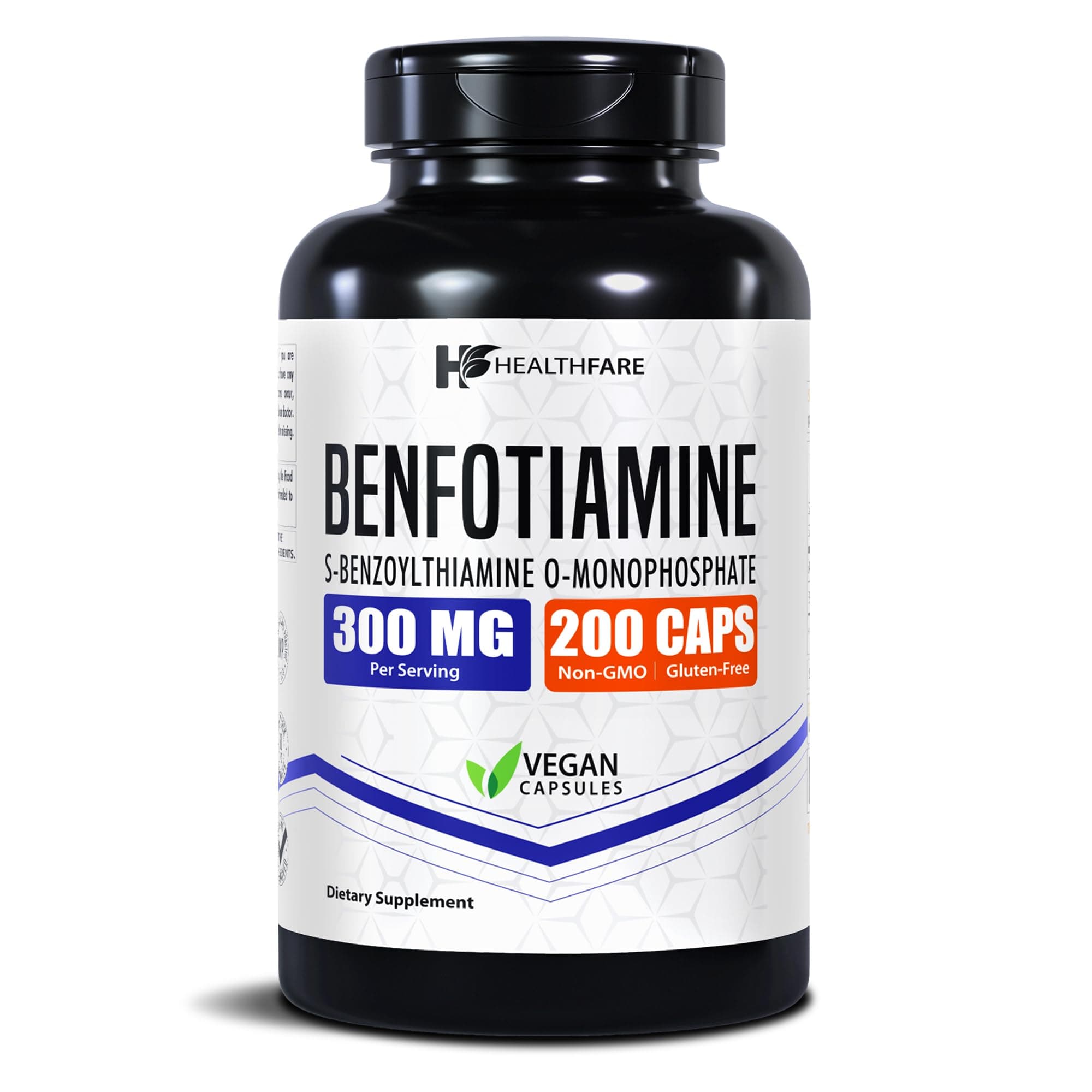 Healthfare Benfotiamine 300mg | 200 Capsules | Fat Soluble Thiamine Vitamin B1 | Supports Overall Health | Non-GMO | Gluten Free