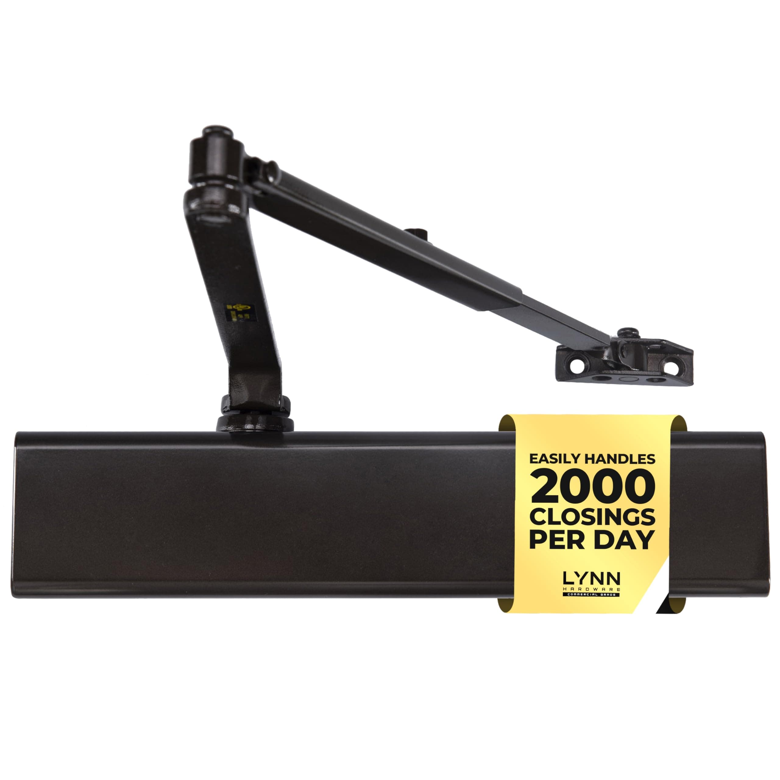 LYNN HARDWARE Heavy Duty Automatic Door Closer (Bronze) - Commercial Grade, Contractors Choice, Adjustable Speed & Force, Delayed Closing Timer, 3 Mounting Options, 3 Hour Fire Rated (DC8016 Model)