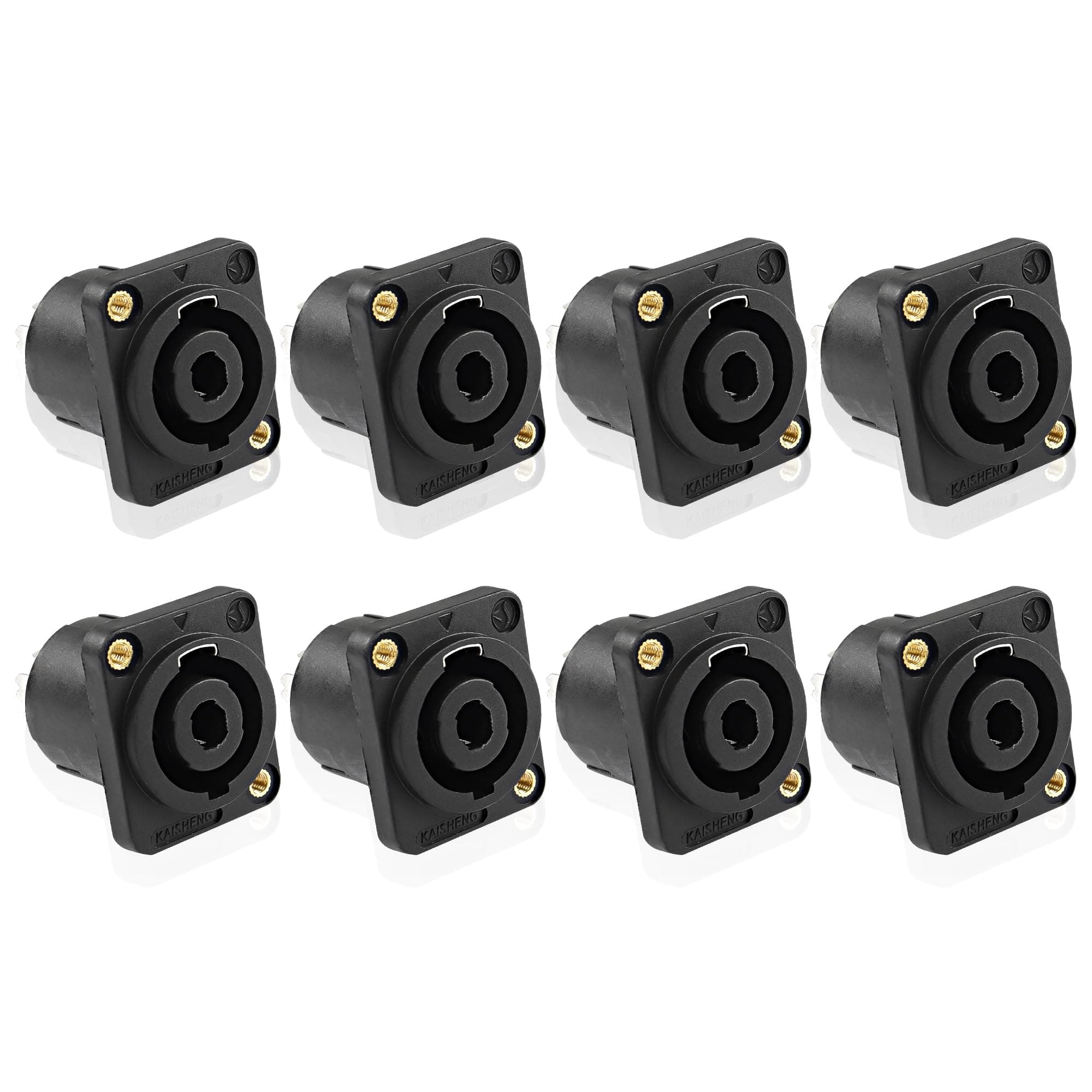 MEIRIYFA 4 Pole Speakon Panel Mount Socket Connector,4 Pin Audio Speakon Female Round Jack Twist Lock Adapter for NL4MP, NL4MPR, NL4FC, NL4FX, NLT4X (8PCS)