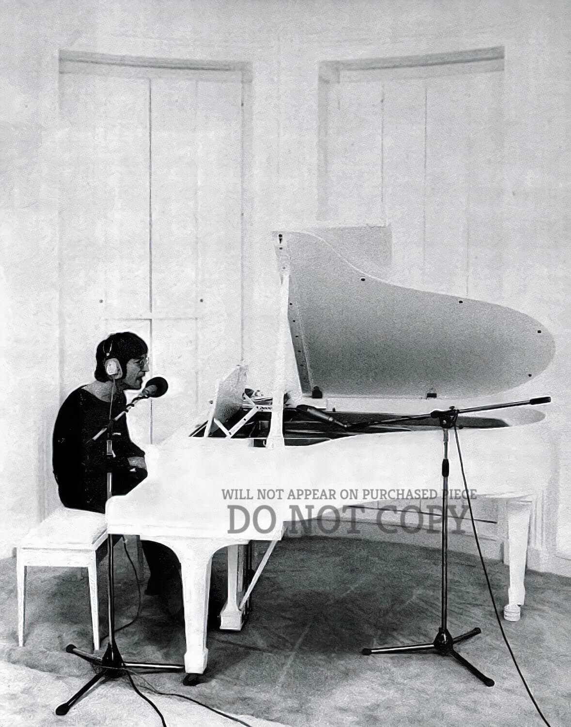 John Lennon Stunning Imagine 1971 Photograph 11 X 14 - Beautiful & Iconic Poster - John Live Studio Piano Print Black, White 11 X 14 Inches