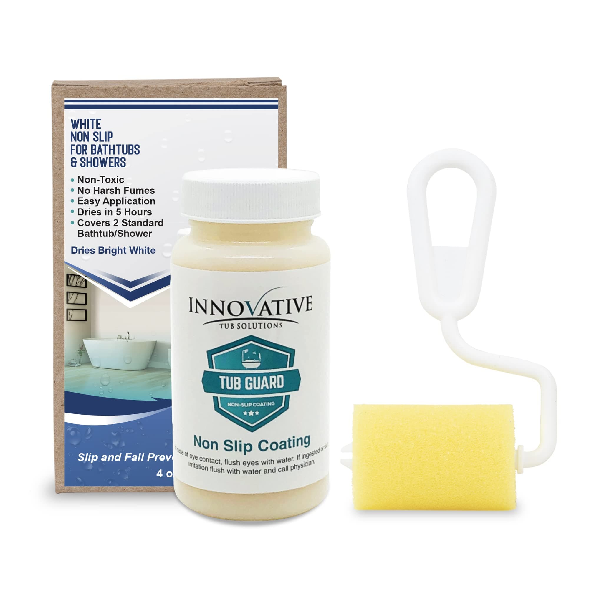 Tub Guard Anti Slip - White Bathtub & Shower Grip Textured Non Slip Coating for Slippery Tubs or Shower Floors - 4 oz. (4 Tubs or Shower Pans)