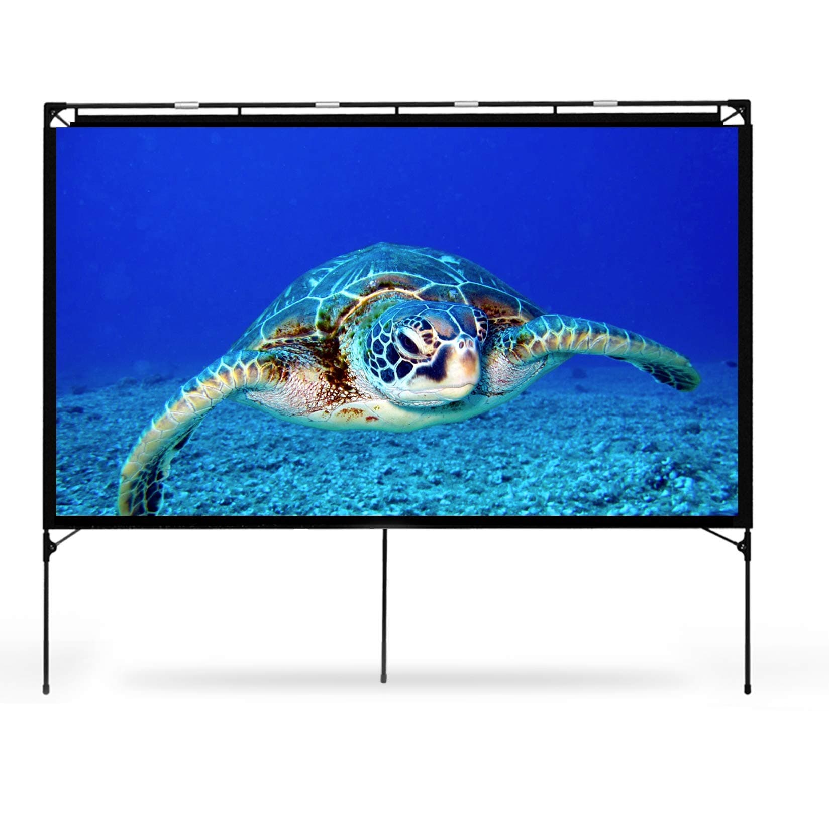 Outdoor Indoor Projector Screen - Vamvo 80 inch Foldable Portable Outdoor Front Movie Screen, 181 x 102 cm, Setup Stand, Transportable Full Set Bag for Camping and Recreational Events
