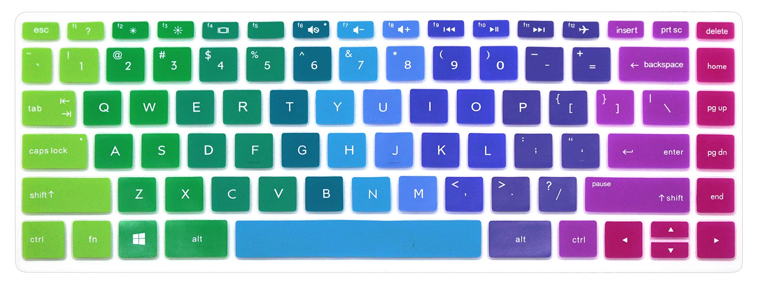Silicone HP 14 inch Keyboard Cover Skin for HP Pavilion X360 14M-BA Series 14M-BA011DX 14M-BA013DX 14M-BA015DX 14M-BA114DX, HP 14M-BW Series 14-BW006NR 14-BW010NR 14-BW065NR, HP 14-BF050WM (Rainbow)