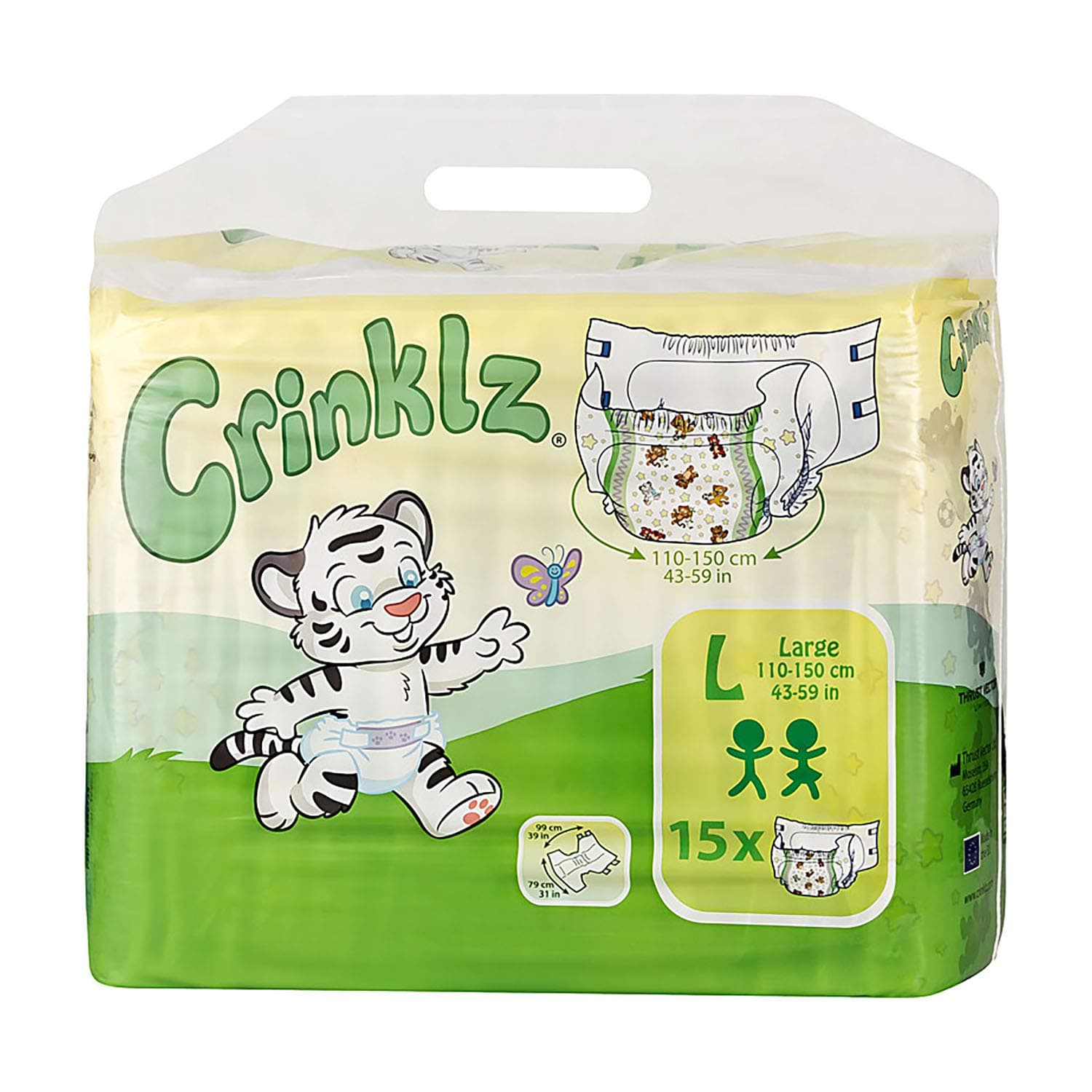 Crinklz Tab-Style Briefs Adult Printed Diapers, Large, Pack/15