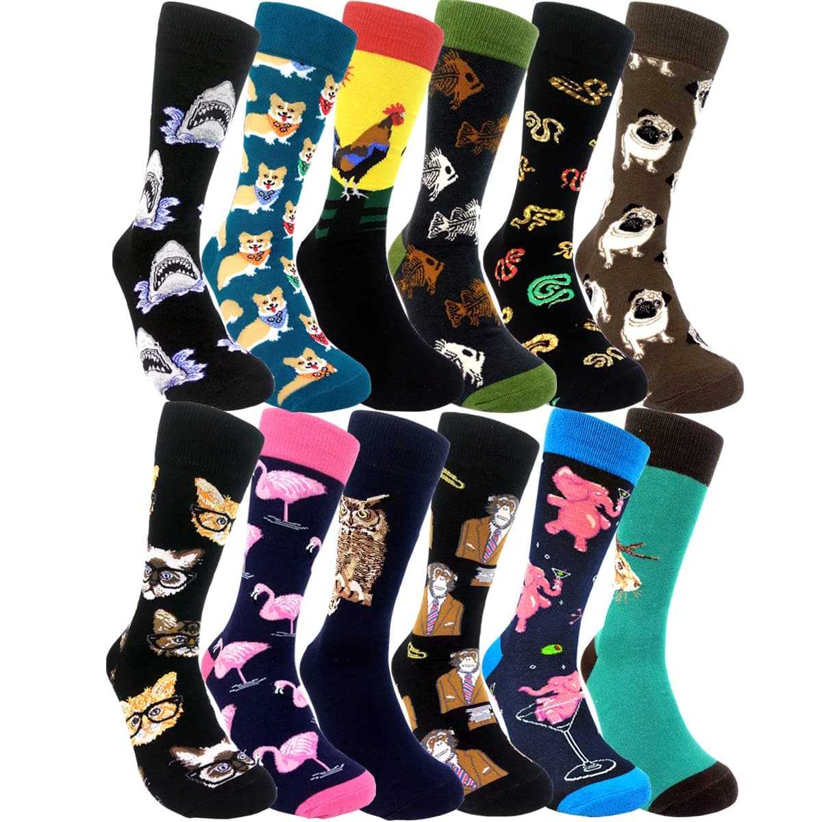HSELL Mens Funny Pattern Dress Socks Crazy Design Cotton Socks Novelty Gifts for Men