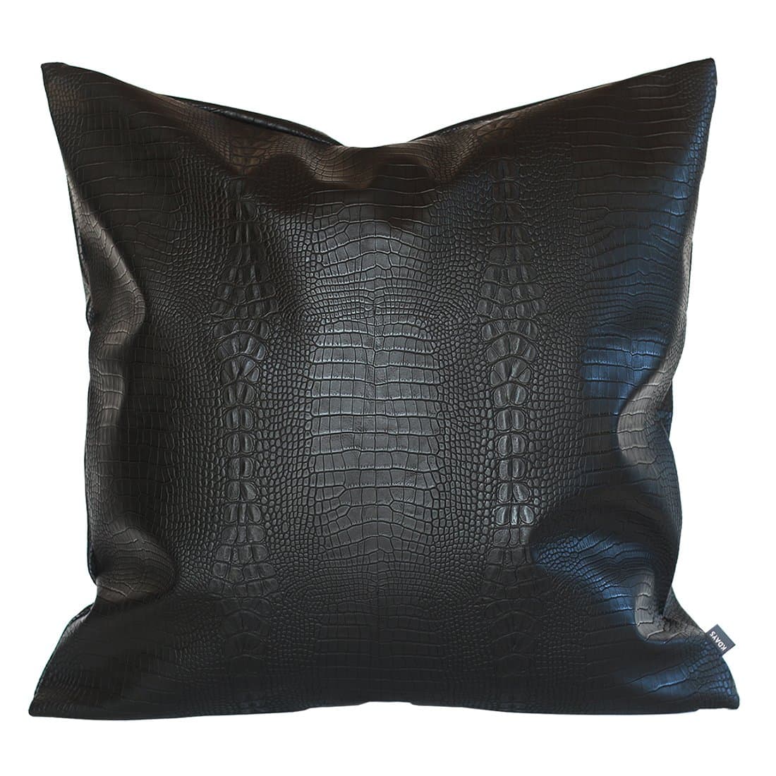 Black Crocodile Skin Thick & Soft Faux Leather Pillow Cover Decorative for Couch Throw Pillow Case Black Leather Cushion Modern Minimalist Waterproof Pillow Cover 16x16 Inches