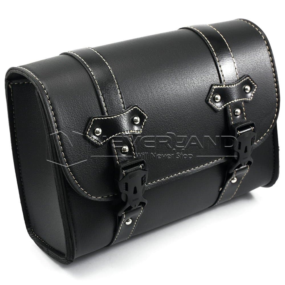 MaxPremier(TM) Black Motorcycle Saddle Bags Leather Motorbike Side Tool Pouch Tail Bag Luggage Borsello Moto Universal D20