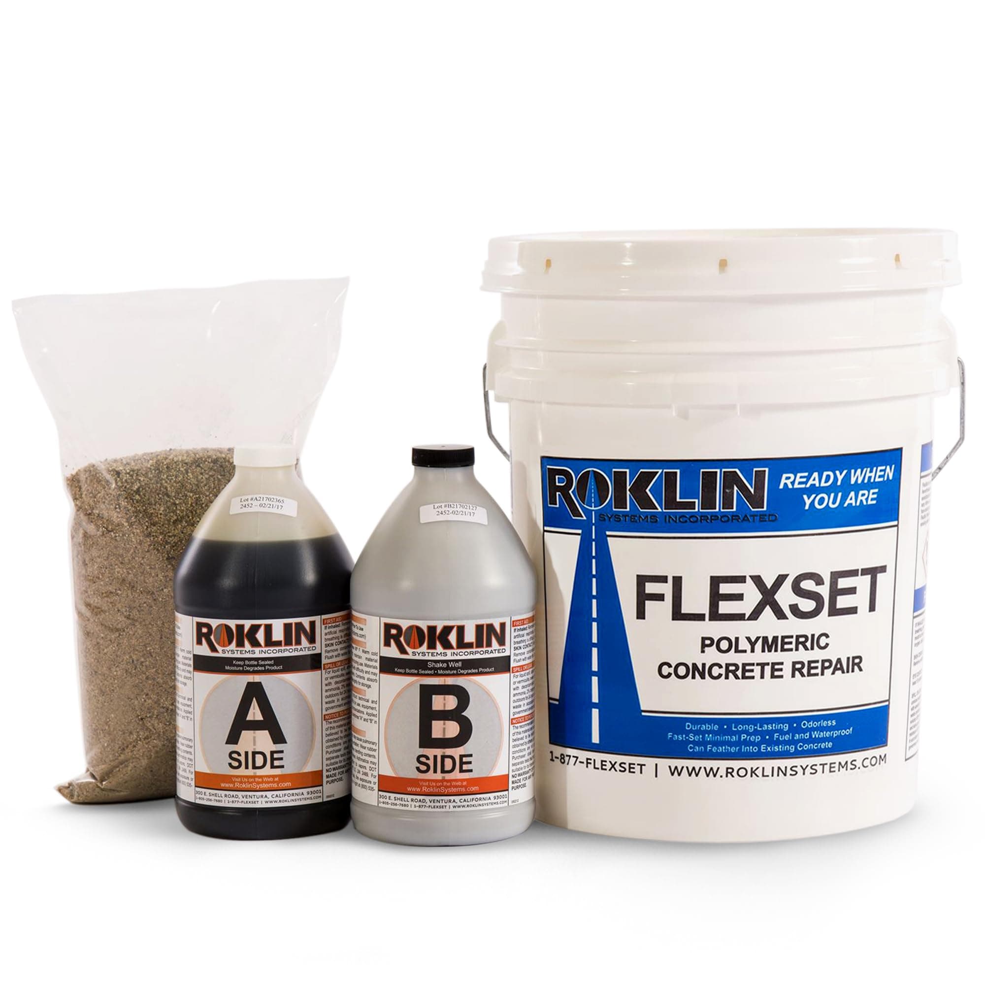 Roklin Systems Inc. FlexSet Rapid Concrete Repair (Gray, 5 Gallon Kit)