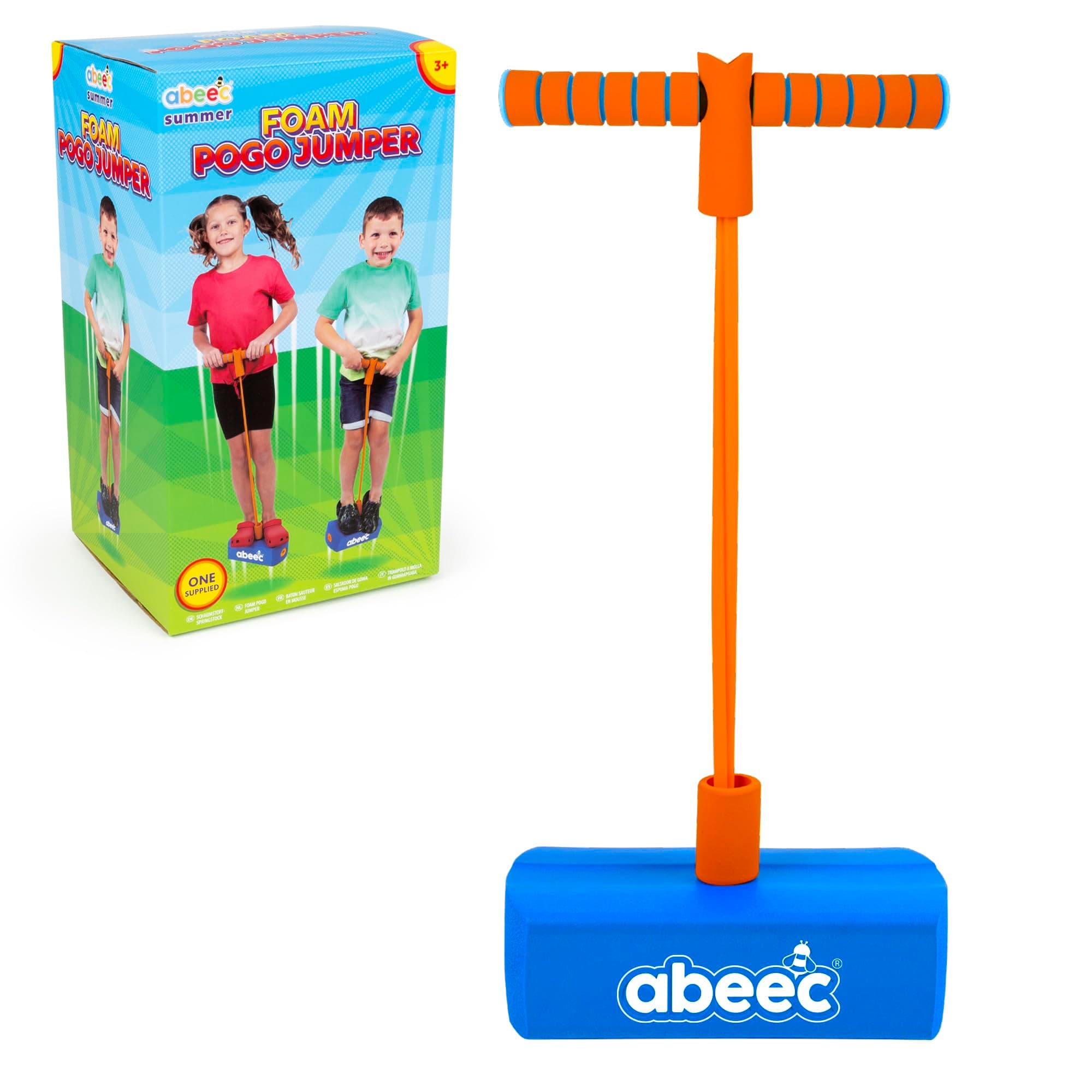 Abeec Foam Block Pogo Stick - Boys And Girls Gift, One Size Kids Pogo Stick With Foam Grip Handles. Ideal For Indoor Or Outdoor Play - Classic Outdoor Fun For Kids 3 And Above