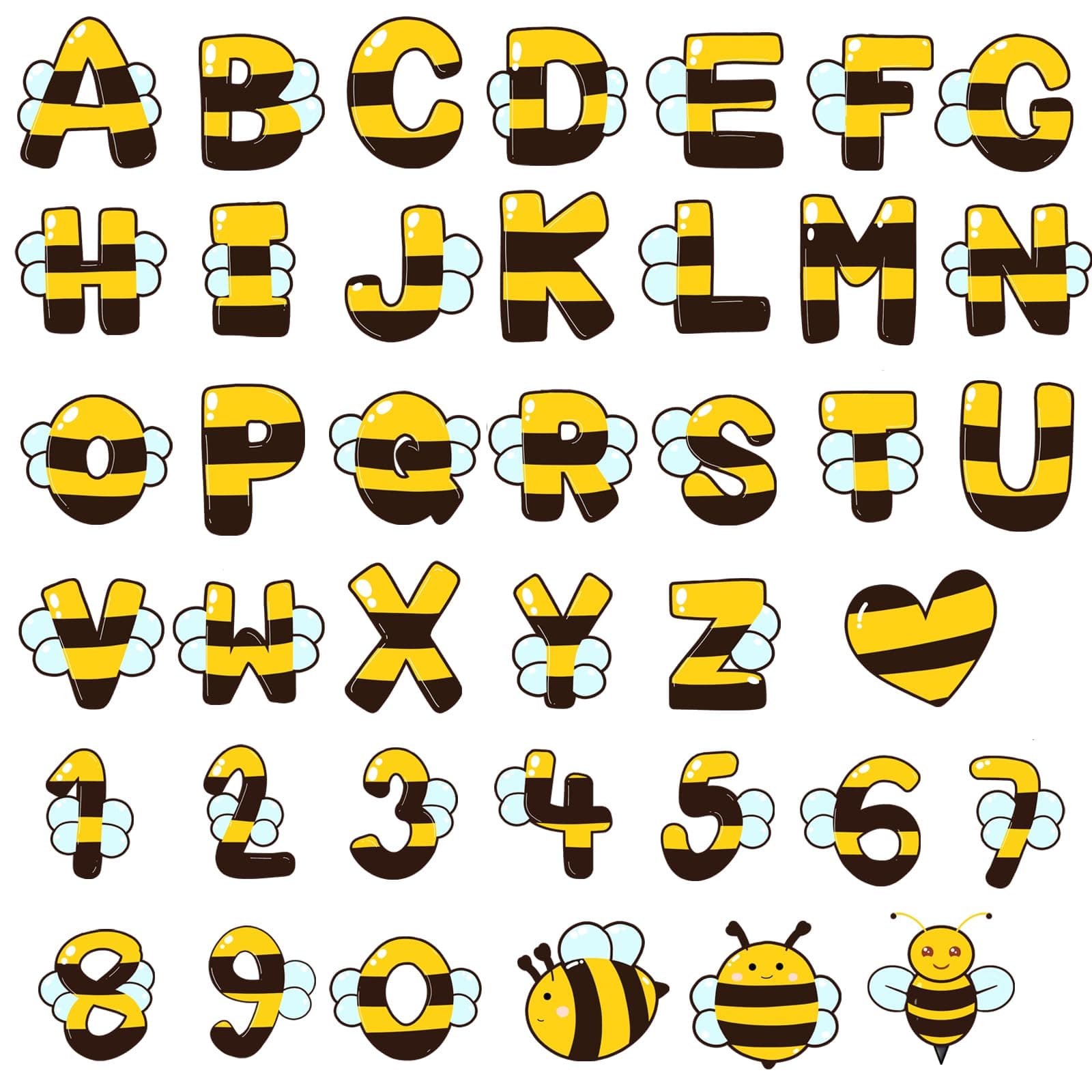 Denylo pro 231 Pcs Bee Bulletin Board Decoration Letters Numbers Alphabet Cutouts Spring Bee Letters Combo Pack Set Honeybee Bulletin Board Letters for Home School Classroom Party Favor