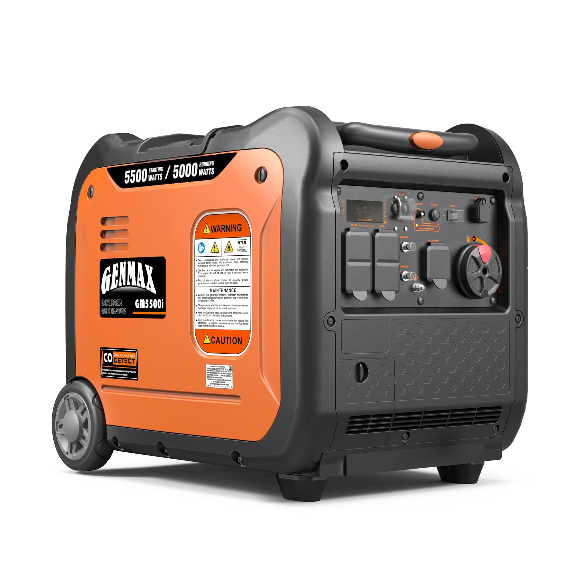 GENMAX Portable Generator,5500W Ultra-Quiet Gas Engine, EPA Compliant, Eco-Mode Feature, Ultra Lightweight for Backup Home Use & Camping (GM5500i)