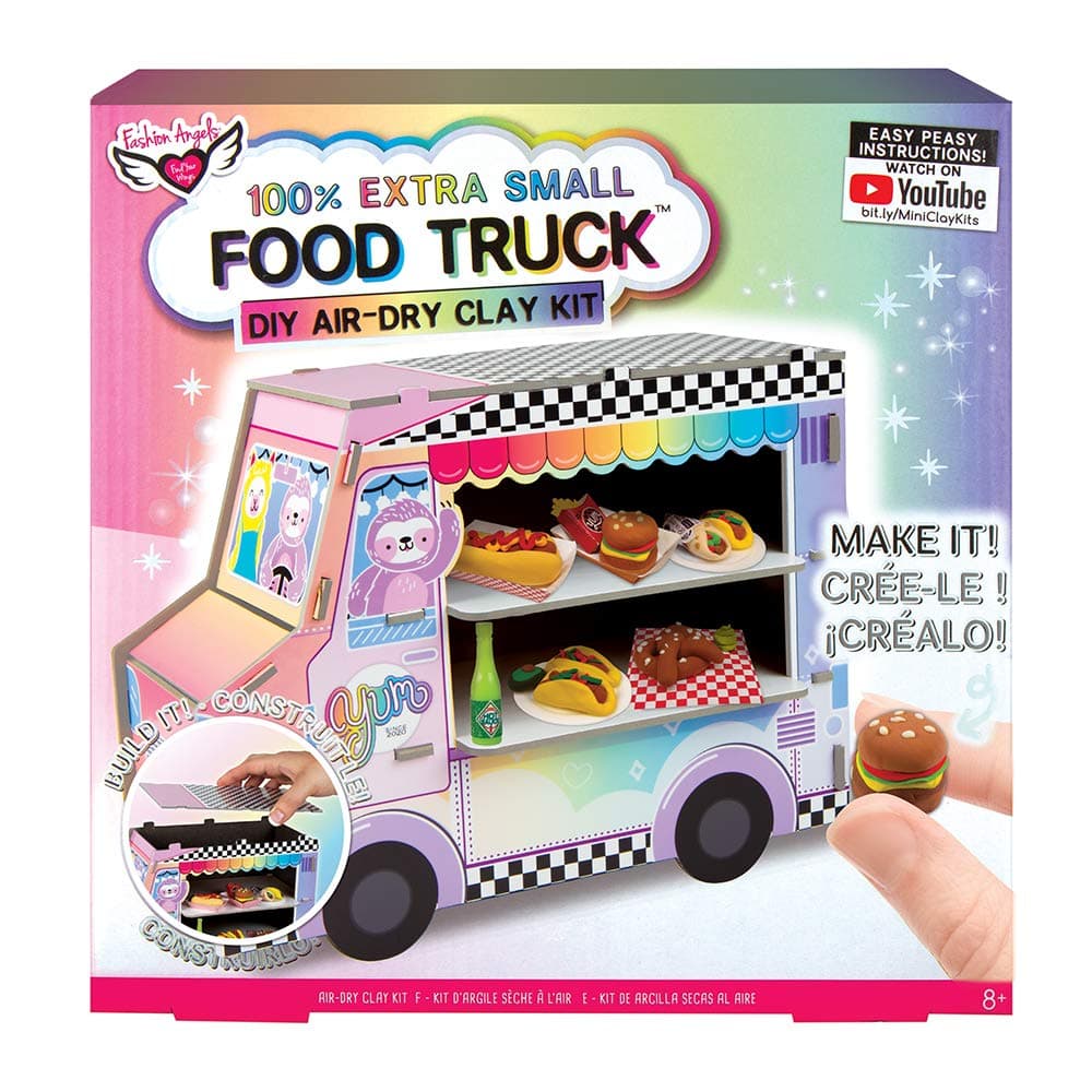 Fashion Angels 100% Extra Small Clay Food Truck Play Set,12527 Air Dry Mini Clay, Tiny Food Kit, Multi