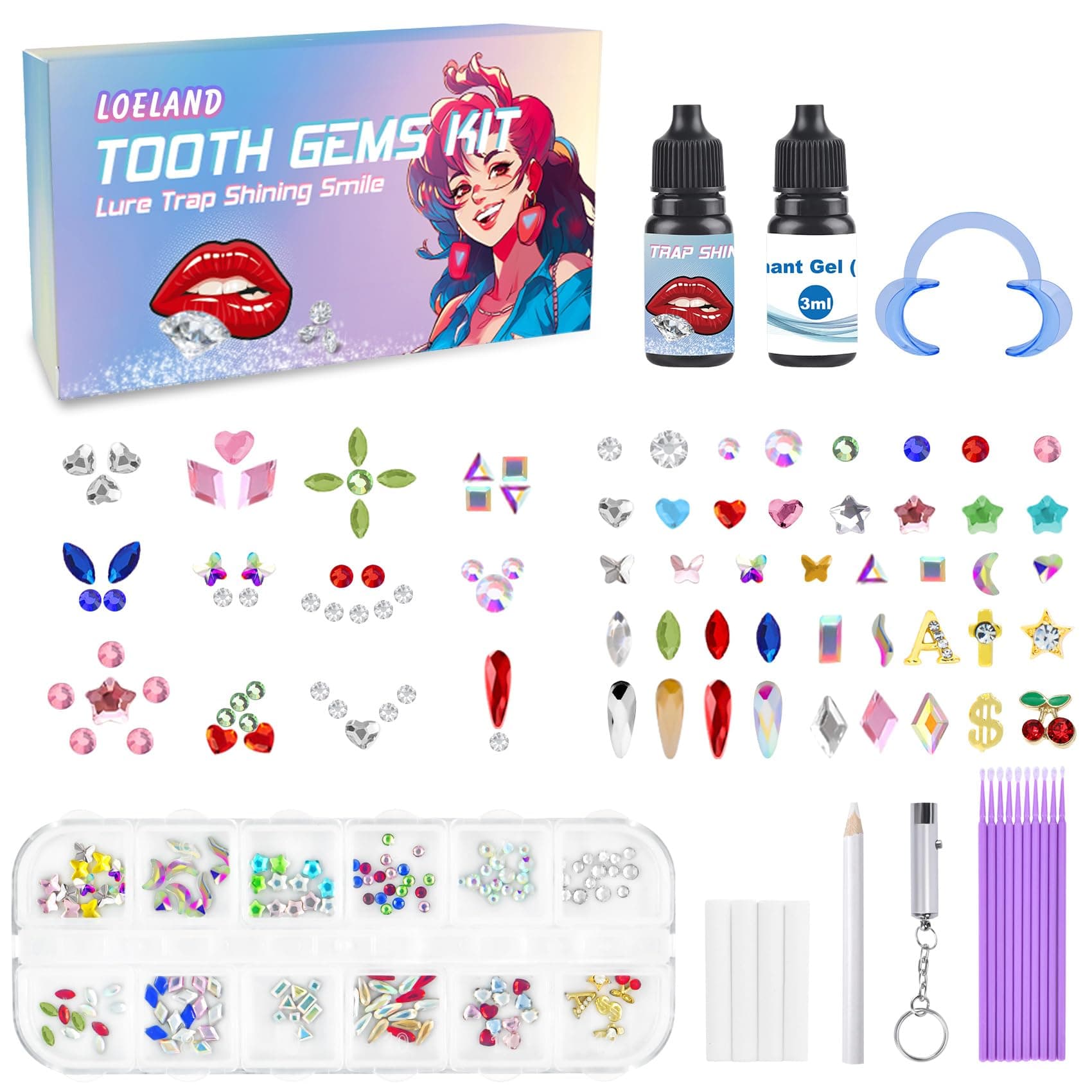 Loeland Tooth Gem Kit,DIY Crystal Jewelry Kit Teeth Jewelry Kit,Professional Fashionable Teeth Jewelry Kit,Teeth Jewelry Starter Kit