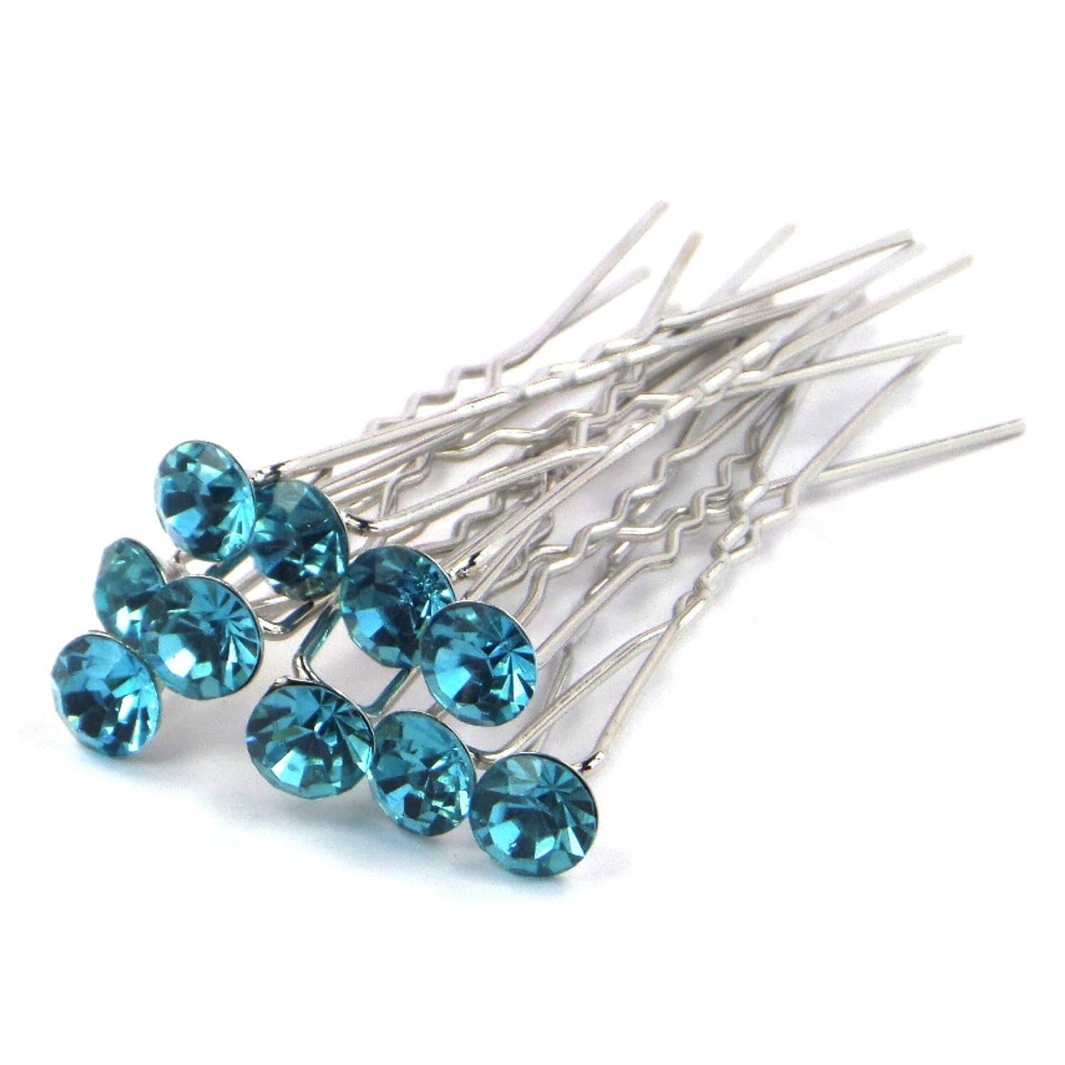 Shop Ginger Wedding Pack of 12 Crystal Rhinestones Hair Pins Bridal Accessory Bridemaid Party Flower Girl (Turquoise)