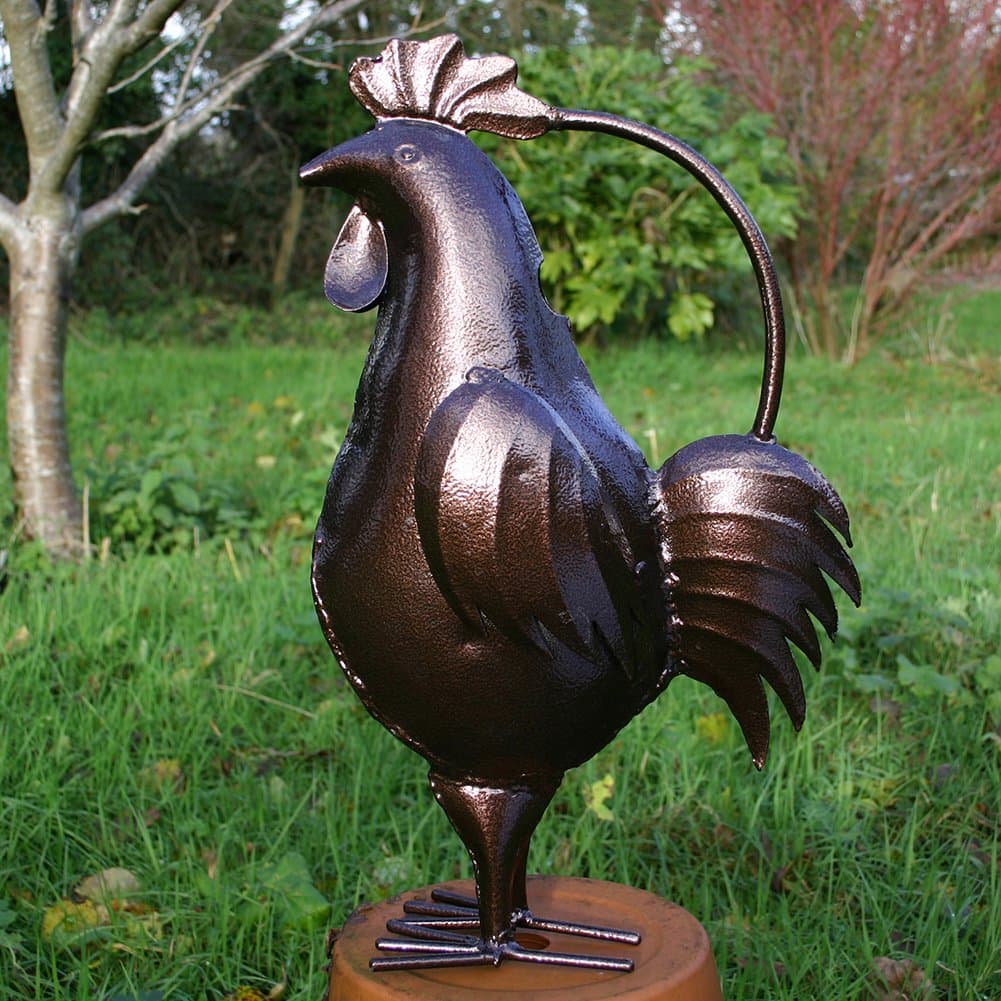 Hand Crafted Bronze Metal Chicken Cockerel Watering Can