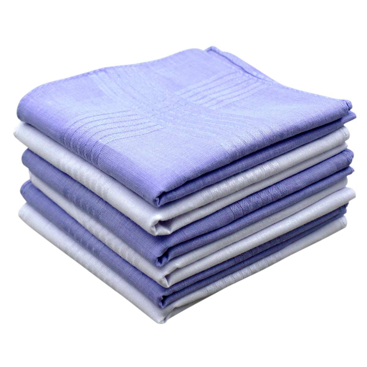 6 Pcs Cloth Napkins, 40 x 40cm Cotton Dinner Napkins Serviettes Washable Table Fabric Napkins Soft Cocktail Napkins, Kitchen Napkins for Wedding Party Restaurant Table – White + Blue