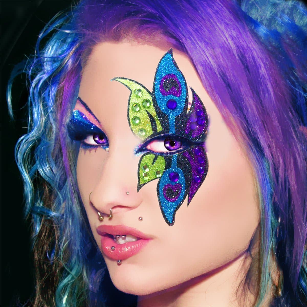 Xotic Eyes Peacock Glitter Professional Eye Make up Costume Accessory