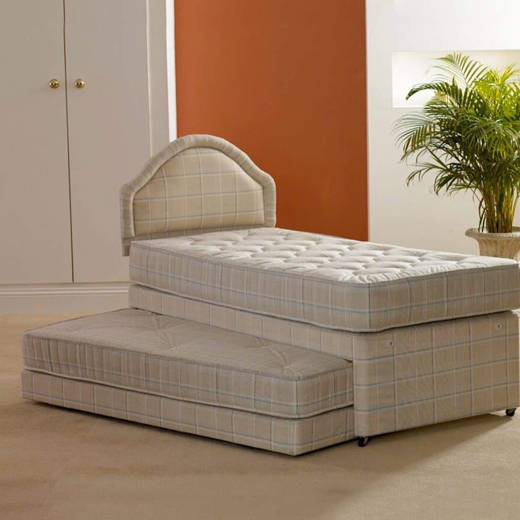 Deluxe Beds Ltd Single 3 In 1 Guest Bed With Deep Quilted Mattresses with Matching Headboard
