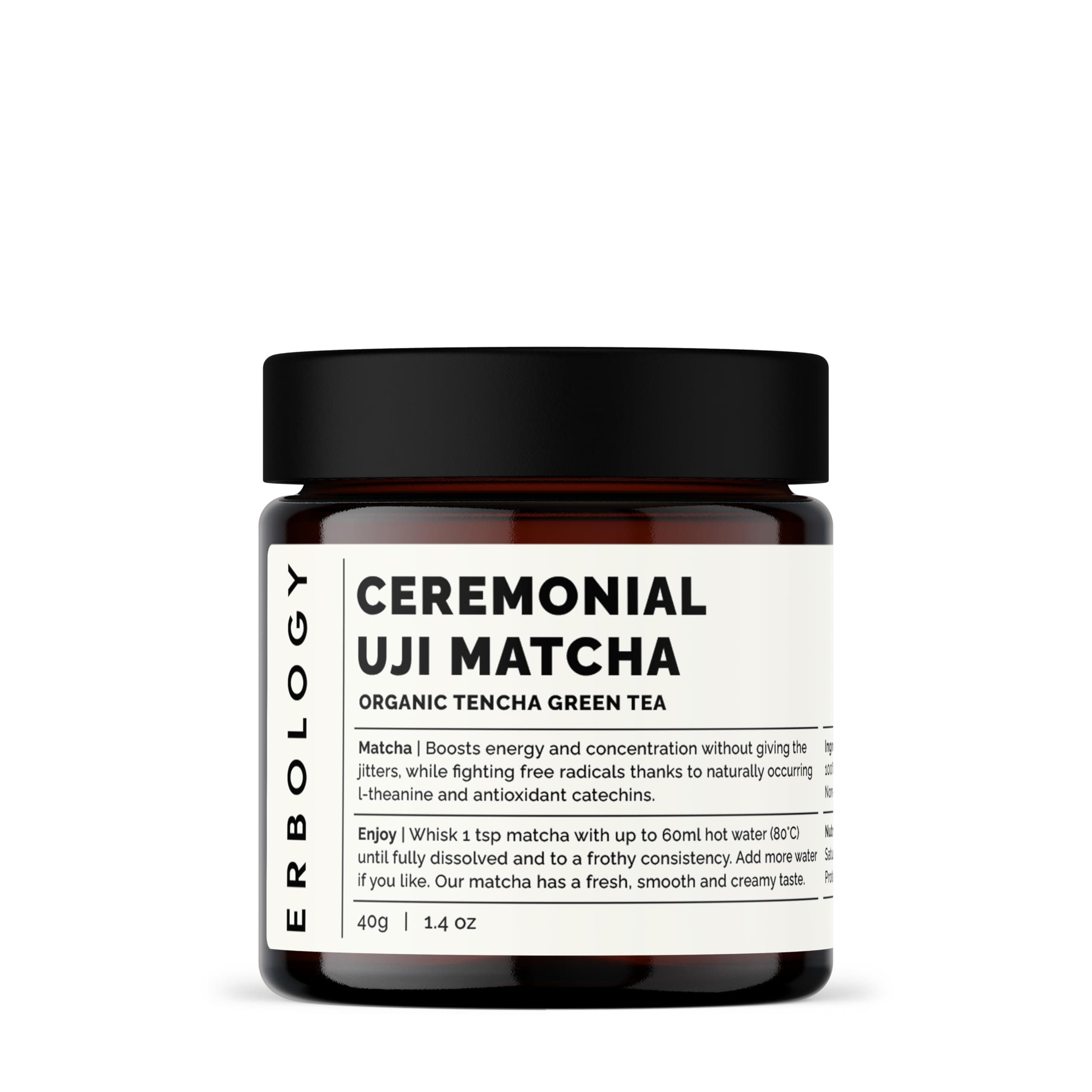 100% Organic Ceremonial Grade Matcha 1.4 oz - Tencha Stone-Ground - Straight from Farm in Kyoto, Japan - Energizing and Stress-Reducing - Non-GMO - Recyclable Glass Jar