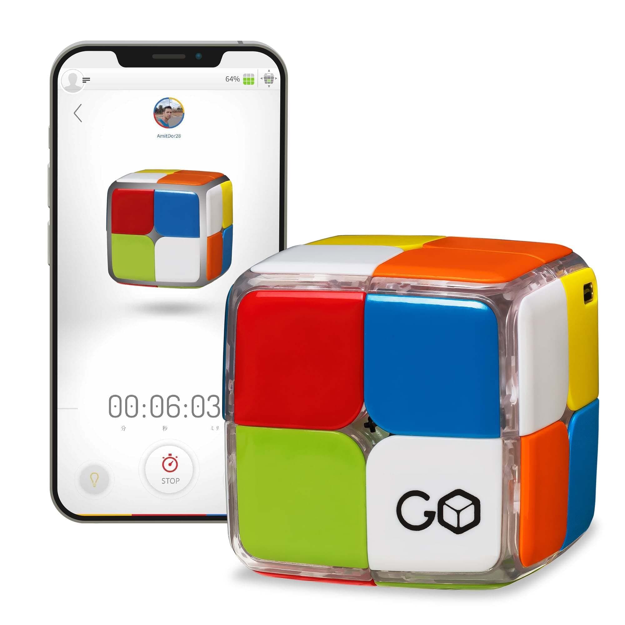 GoCube 2x2 - The First Ever 2x2 Connected Cube that Allows You to Learn How to Solve The Cube! App-Enabled STEM Puzzle that Fits All Ages and Capabilities. Free App.