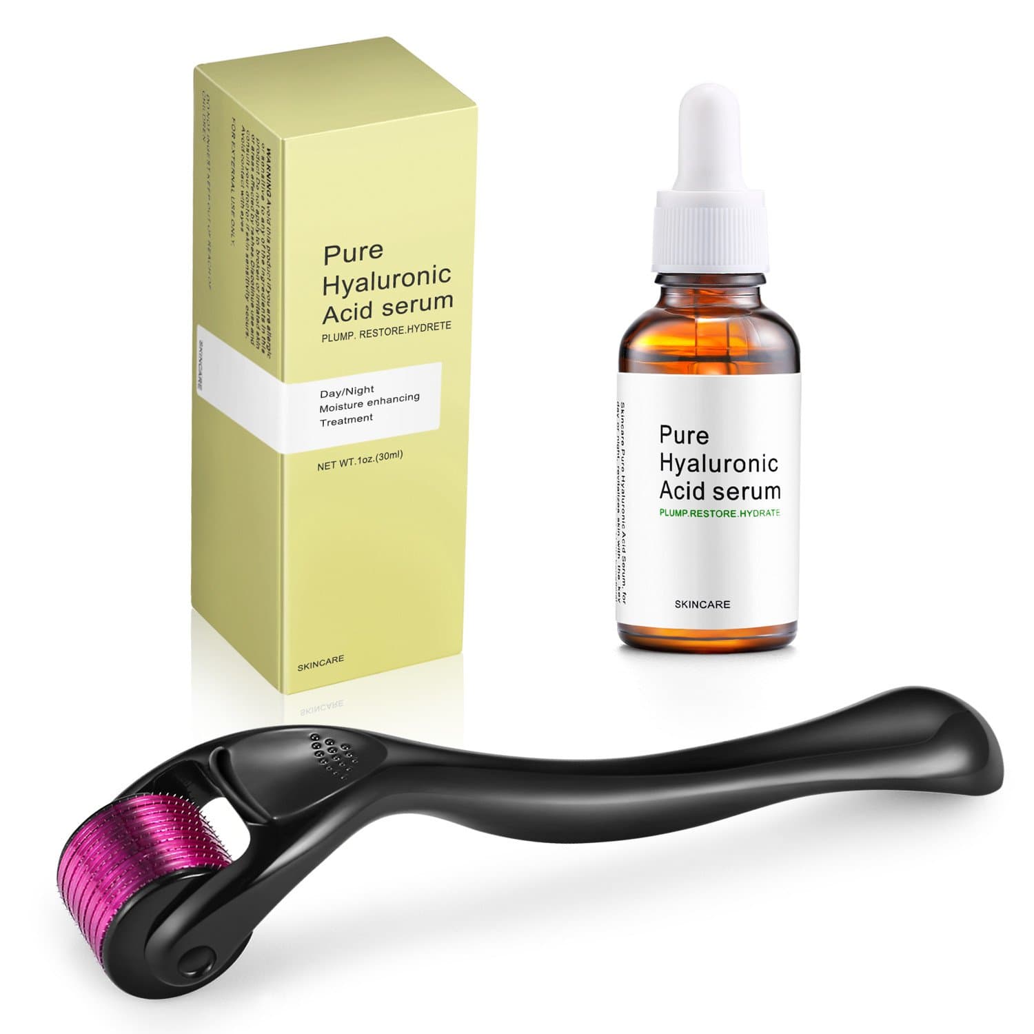 Titanium Microneedle Derma Roller 540 Micro Needles Skin Care Needle 0.25mm+hyaluronic acid serum-EOF