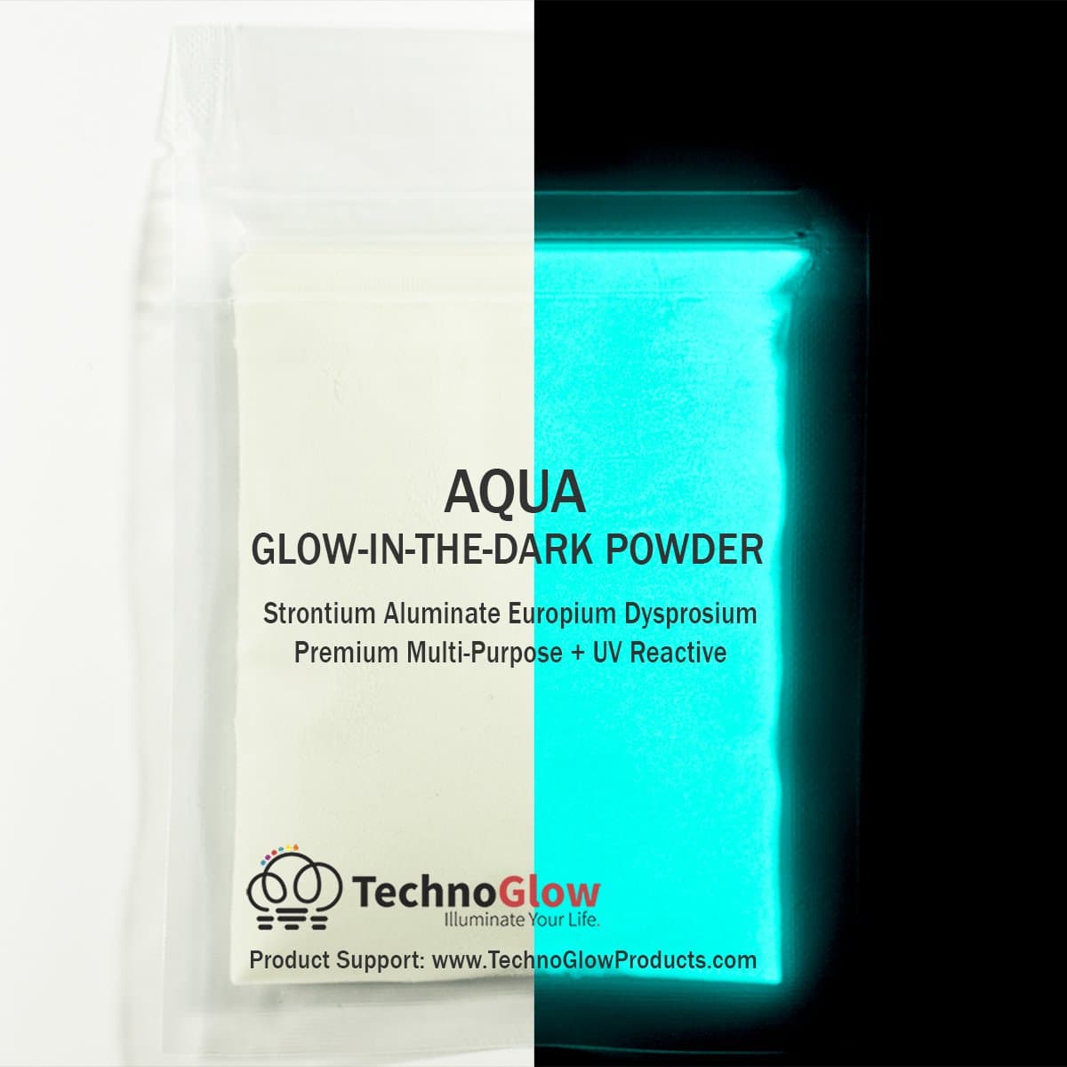 Aqua Glow in The Dark Powder Pigment - Brightest Coarse Glow Sand 150 Microns (8 Ounces (226g))