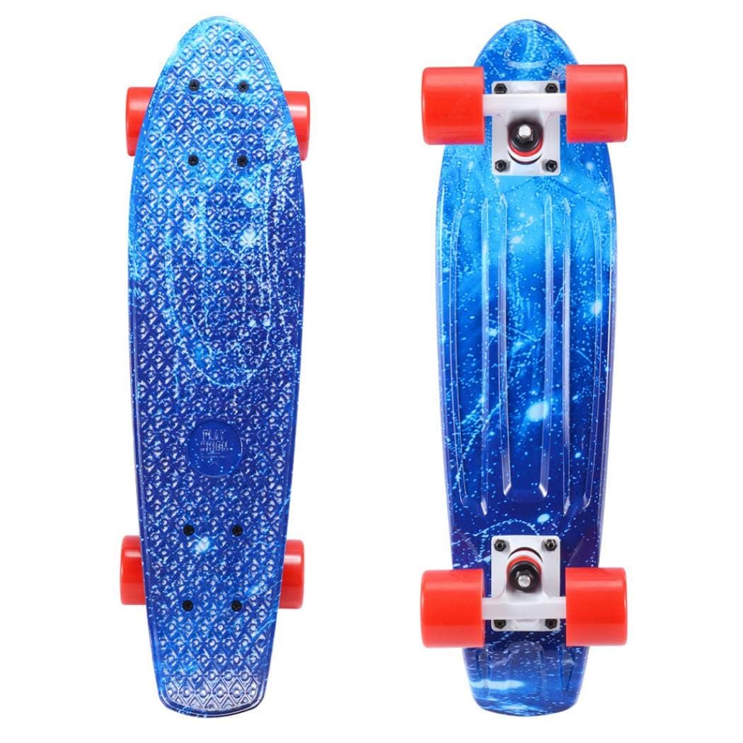 Gelory Penny Board Skateboard for Children Complete Mini Cruiser 22" Retro Skateboard for Kids Teens Adults, LED Light up Wheels With All-in-One Skate T-Tool