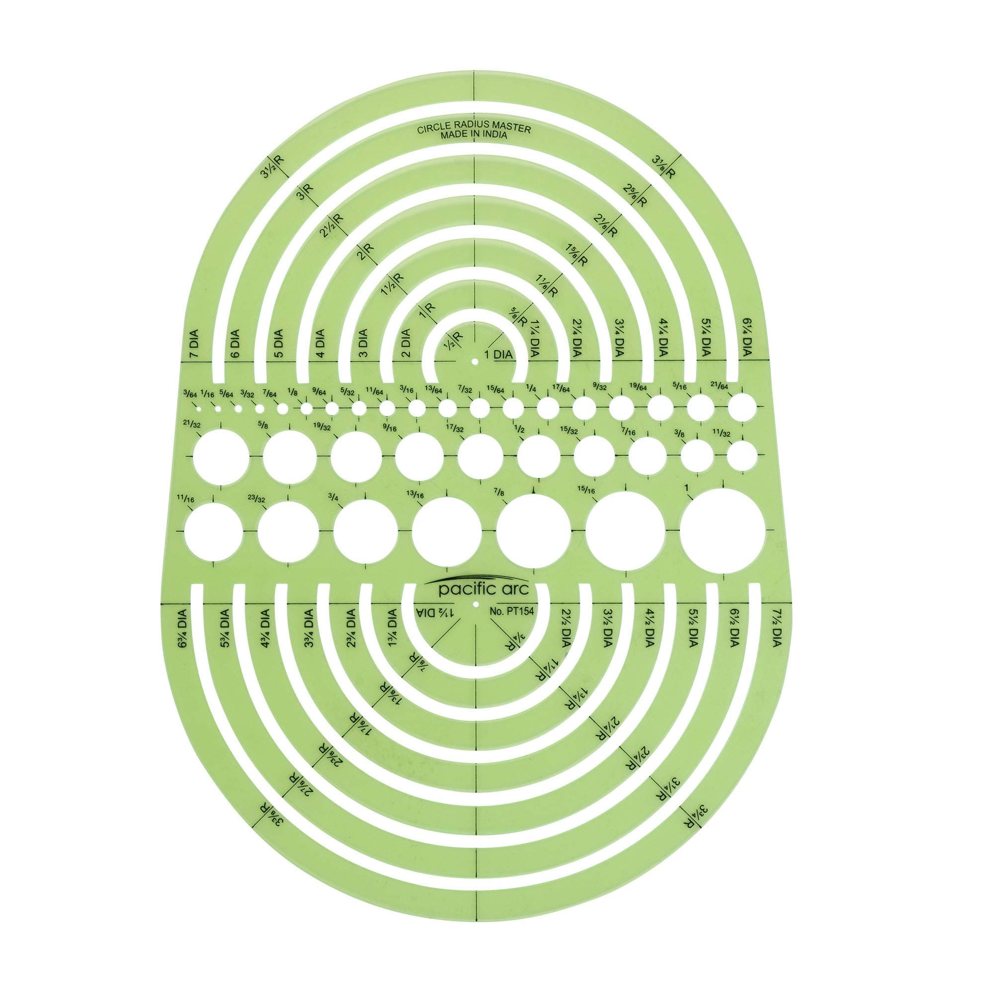 Circles Radius Master Template Guide, from 1/2 Inch to 3 3/4 Inch Radius and 36 Perfect Circles from 3/64 to 1 Inches