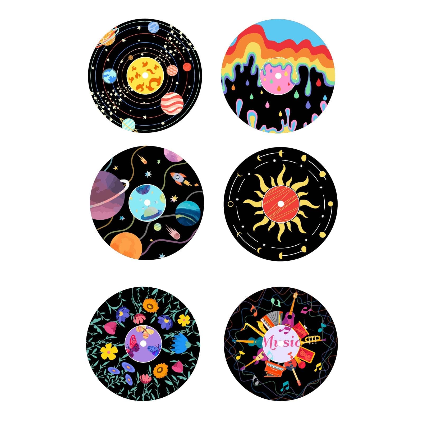 PLIGREAT 6 Pcs Graffiti Music Record Wall Stickers, Peel and Stick Wall Decals, Removable Vinyl Wall Stickers for Music Bar Living Room Bedroom Wall Decorations Home Indoor Vintage Wall Art Decor