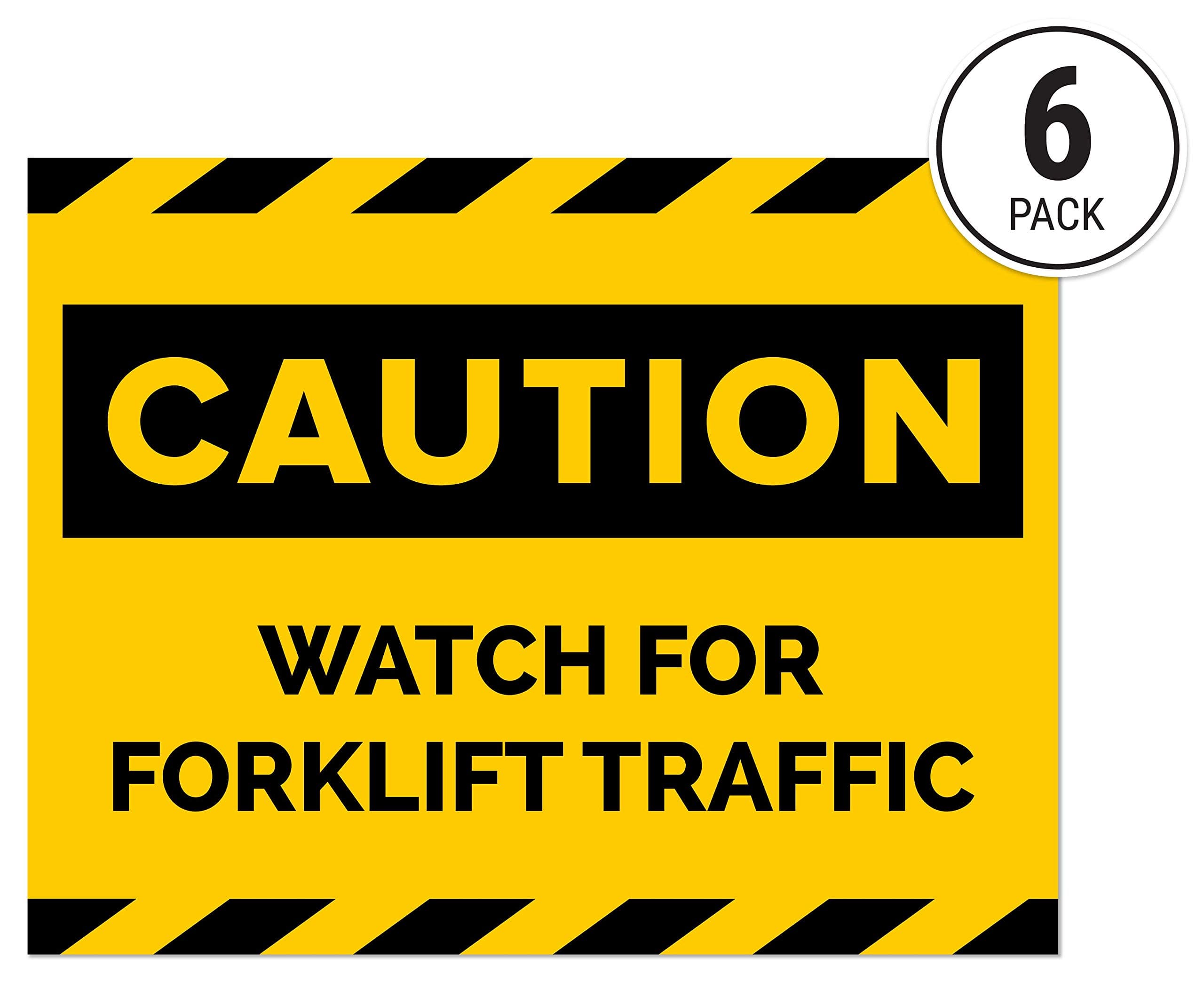 Forklift Traffic Signs Caution Stickers (Pack of 6)