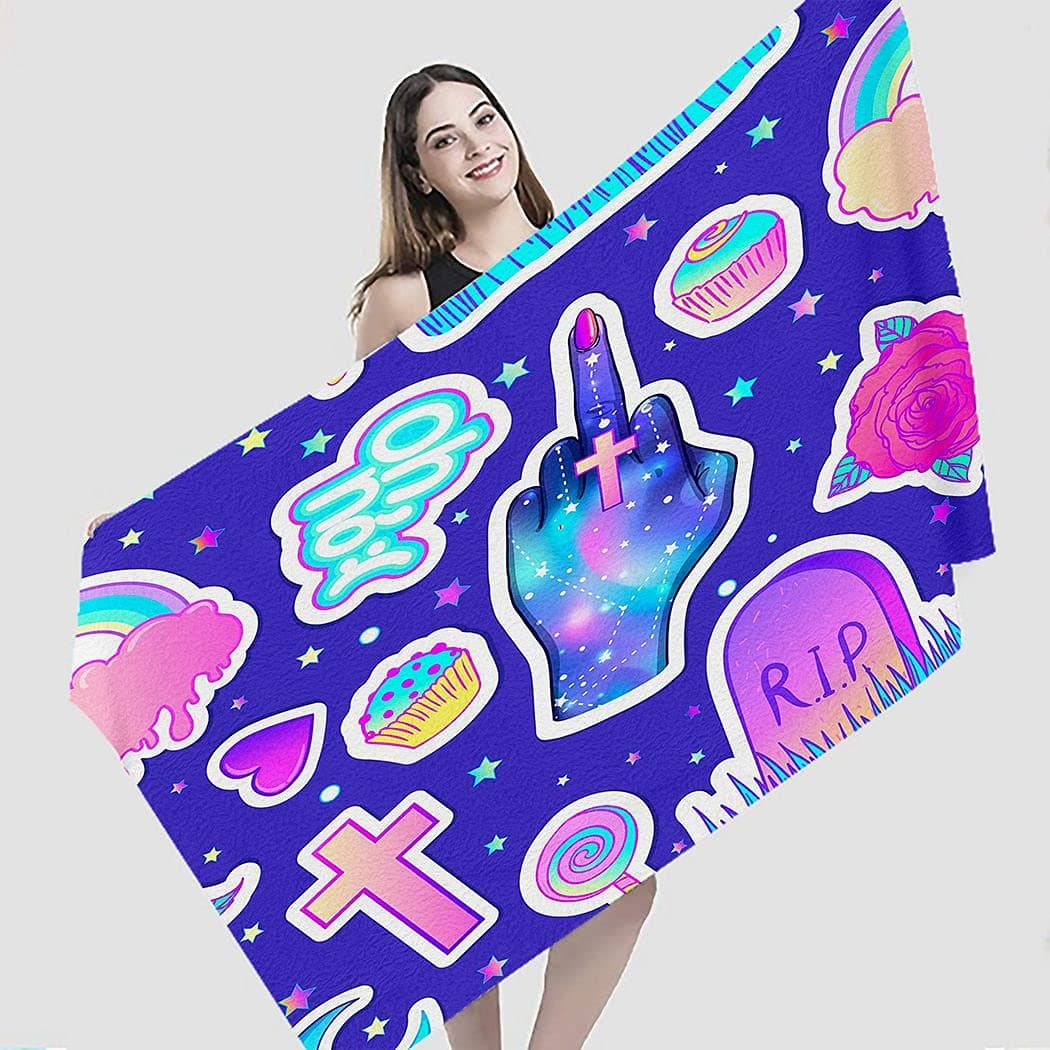 Abstract Beach Towel,Dinosaur Childish with Dino in Scandinavian Style Creative Abstract Doodle Baby,Microfiber Super Absorbent Beach Blanket for Travel Beach Camping Swimming Towel Mat,31"x63"