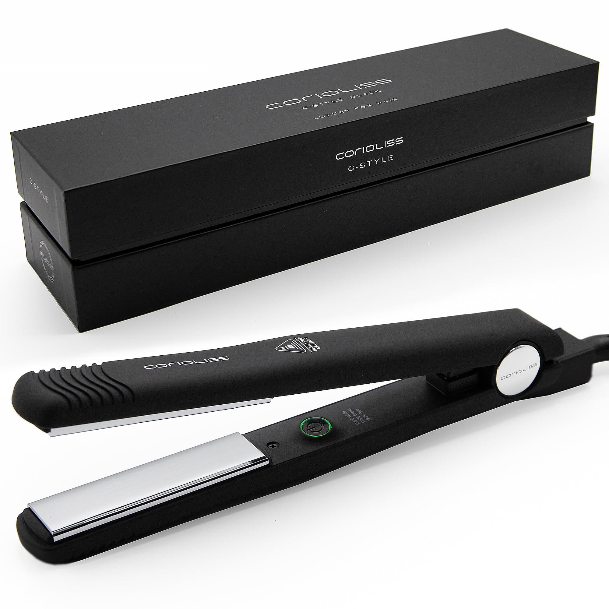 C Style | Hair Straightener for Women | Titanium Plate for Fine Hair | Professional Iron with Temperature Control (Black Soft Touch)