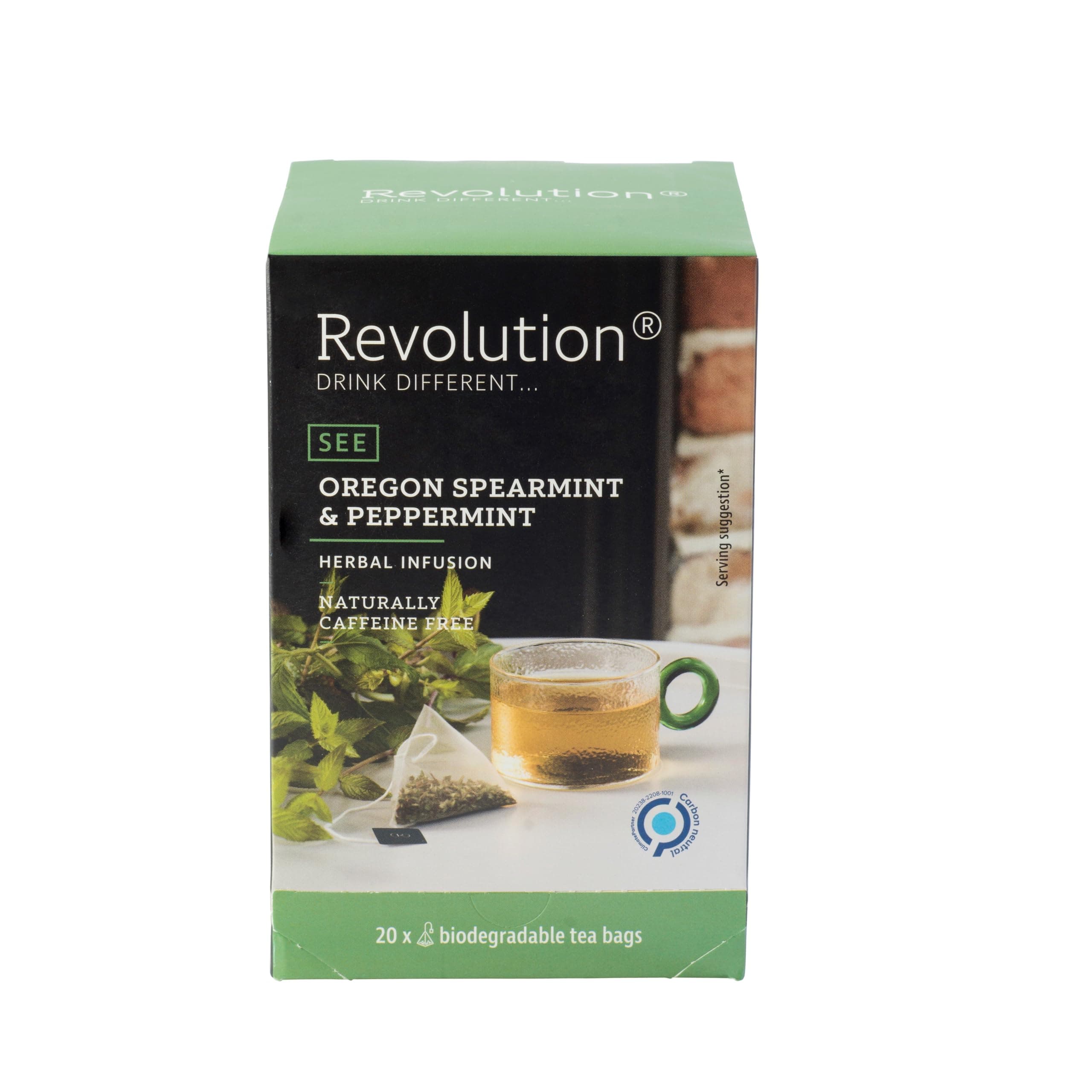 REVOLUTION TEA® Southern Mint [THE ORIGINAL] – Oregon Spearmint & Peppermint – Premium Full Leaf Tea – Biodegradable Infuser Tea Bags – Herbal Tea – Naturally Caffeine Free – 20 Bags