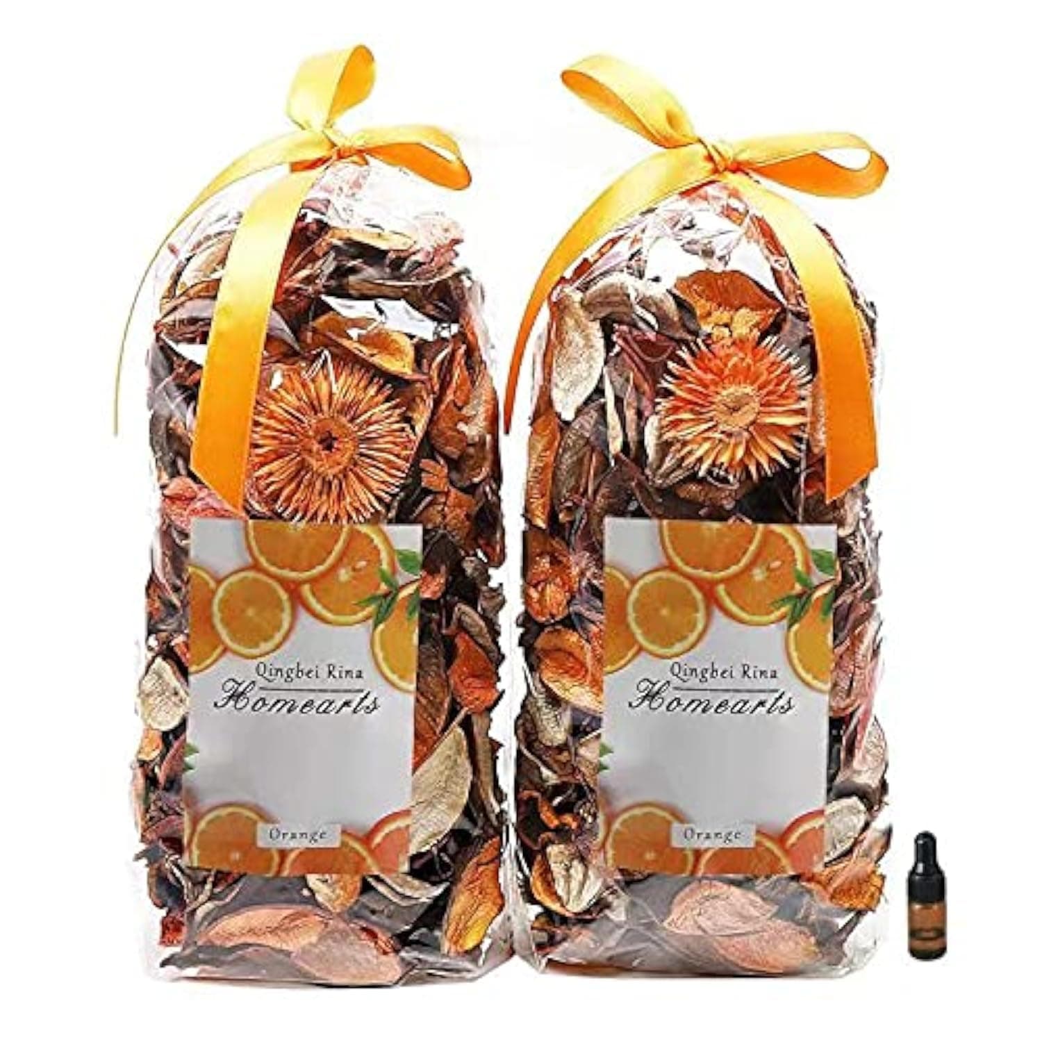 Potpourri Bags,Orange Scented Potpourri Dried Flowers, Decorative Bowl Vase Filler,Home Fragrance, Bathroom Decor,8.4oz(Citrus)