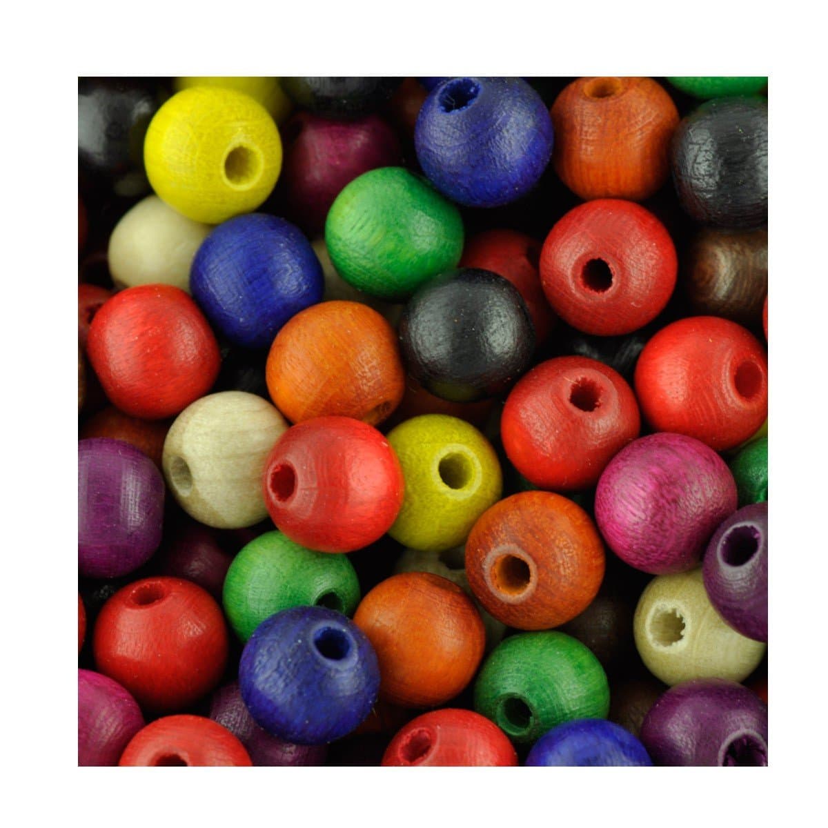 10mm Round Wooden Beads Mixed Colours Qty 100