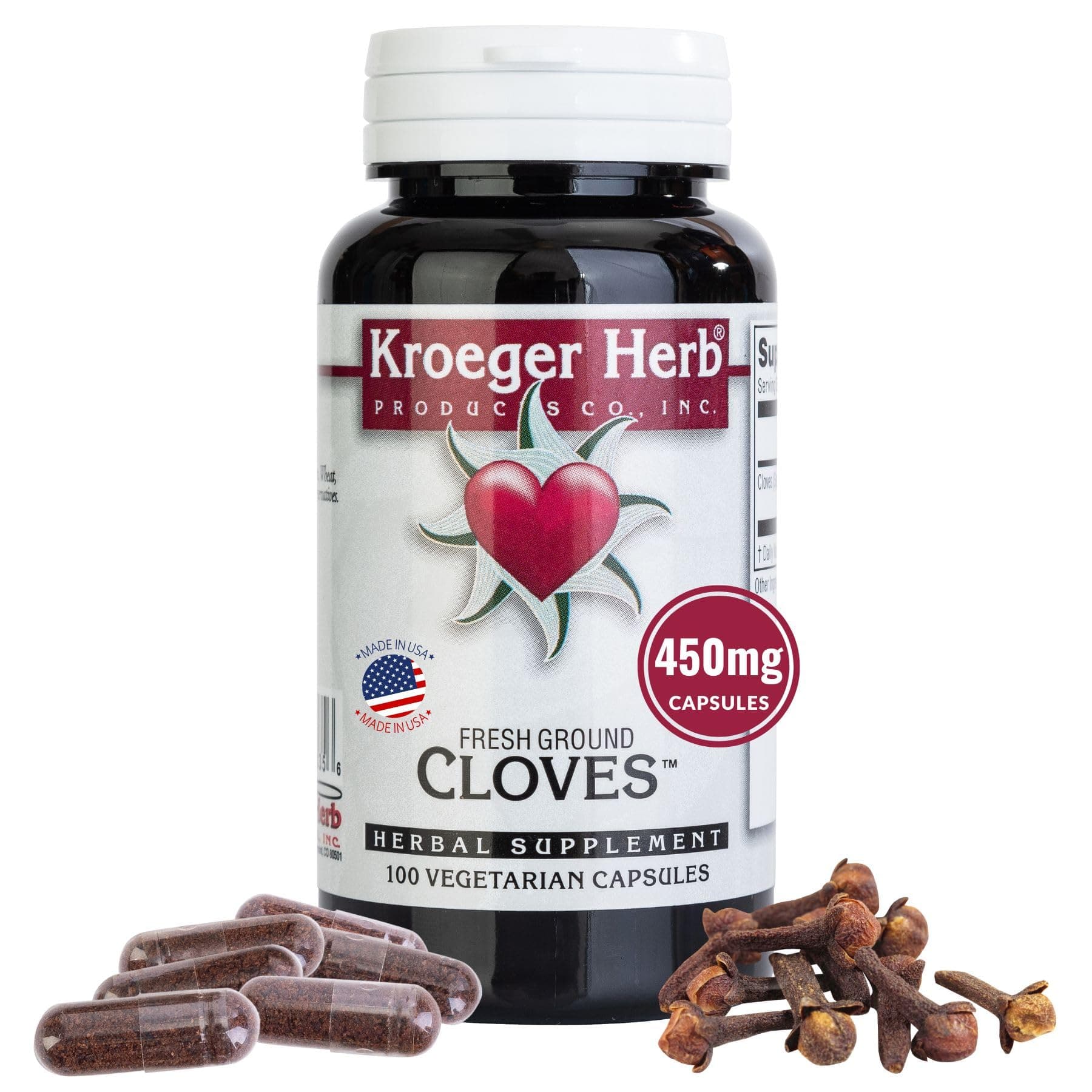 Kroeger Herb Fresh Ground Cloves - 450 mg - 100 Vegetarian Capsules