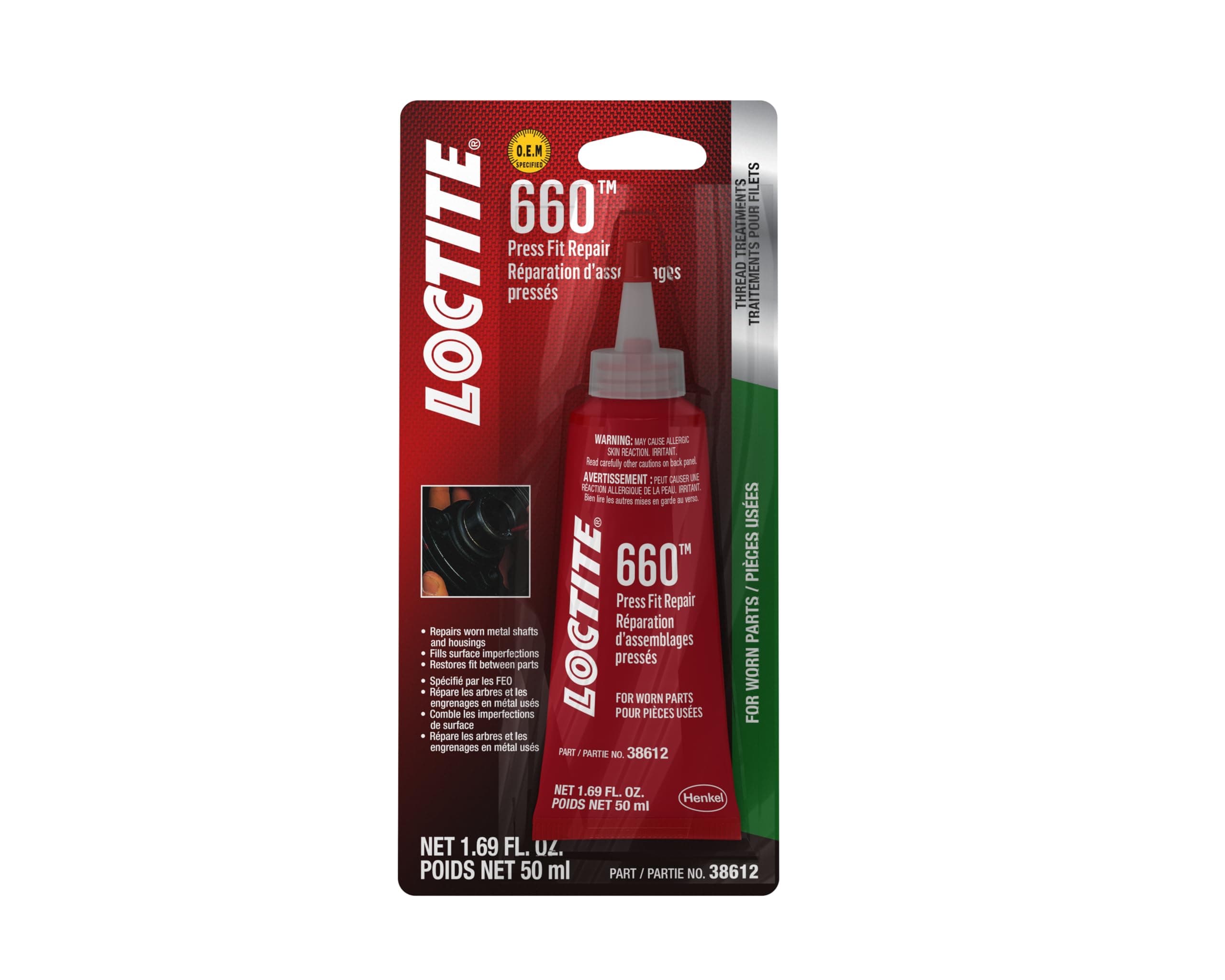 Loctite 38651 Quick Metal Retaining Compound (660 Press Fit Repair 50-Mililiter Tube)