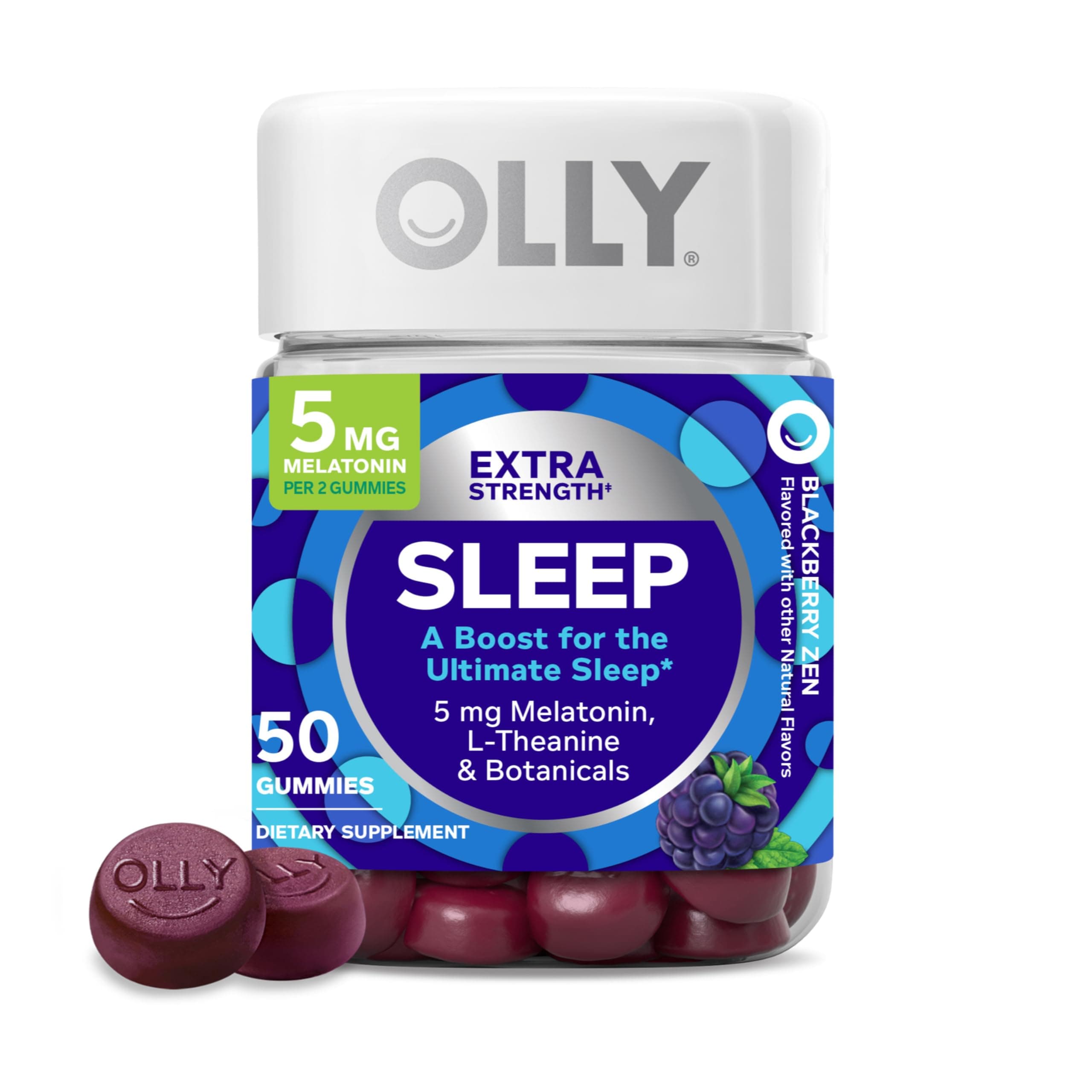 Extra Strength Sleep Gummy, 5 mg Melatonin, L-Theanine, Chamomile, Lemon Balm, Sleep Aid, BlackBerry - 50 Count