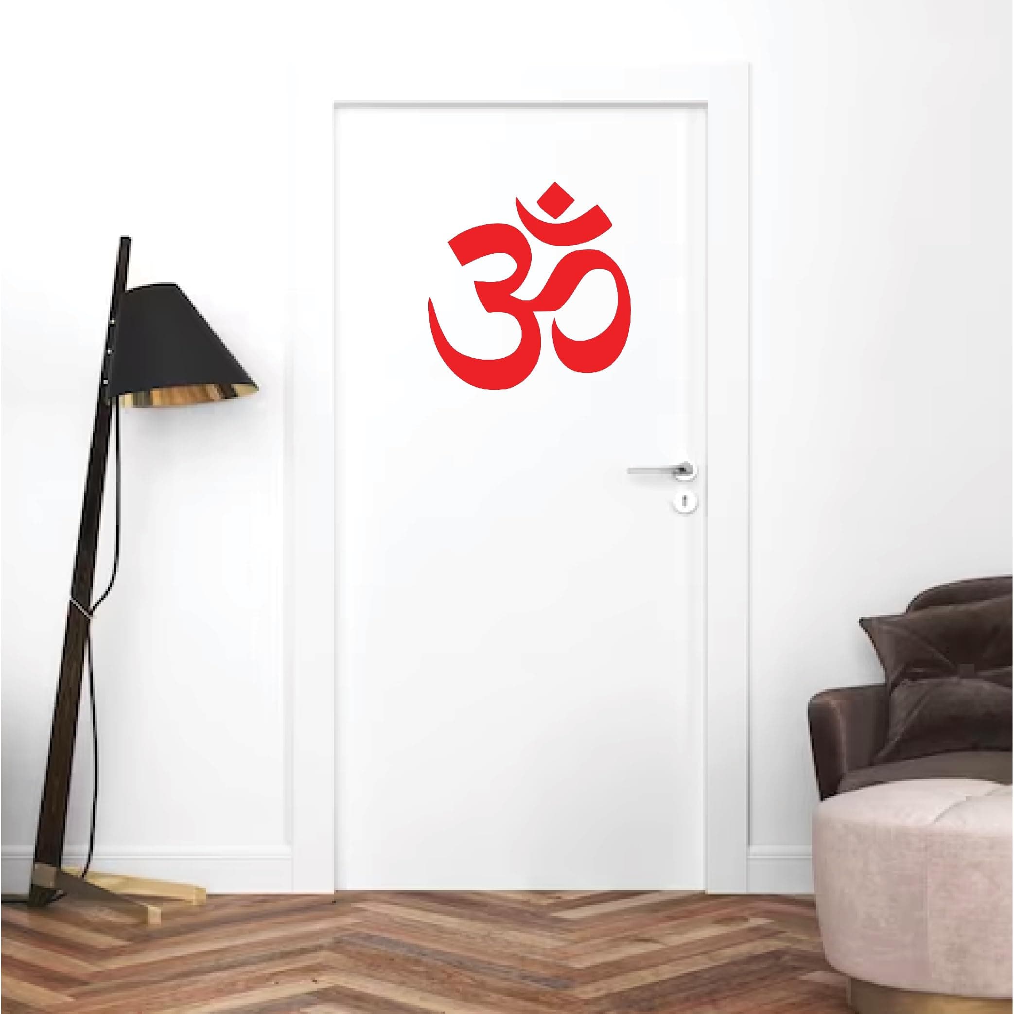 Om Namah Shivay Navratri Pooja Wall Sticker & Decal for Entrance,Door,Wall,Puja Room,Living Room,Self Adhesive Red Vinyl Matt Finish No Background 20 X 20