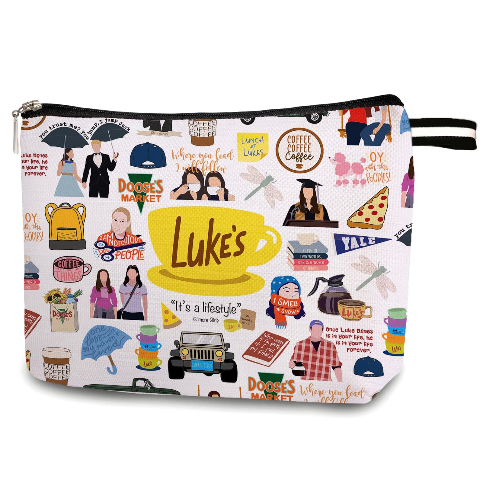 SUNFYCN GILM. Girl TV Show Gift Luke's Makeup Bag, Luke's Inspired Cosmetic Bag Luke's Fans Gift Makeup Zipper Pouch Bag, Luke's Fan Gift for Women Female Best Friends Sister BFF 13CB041