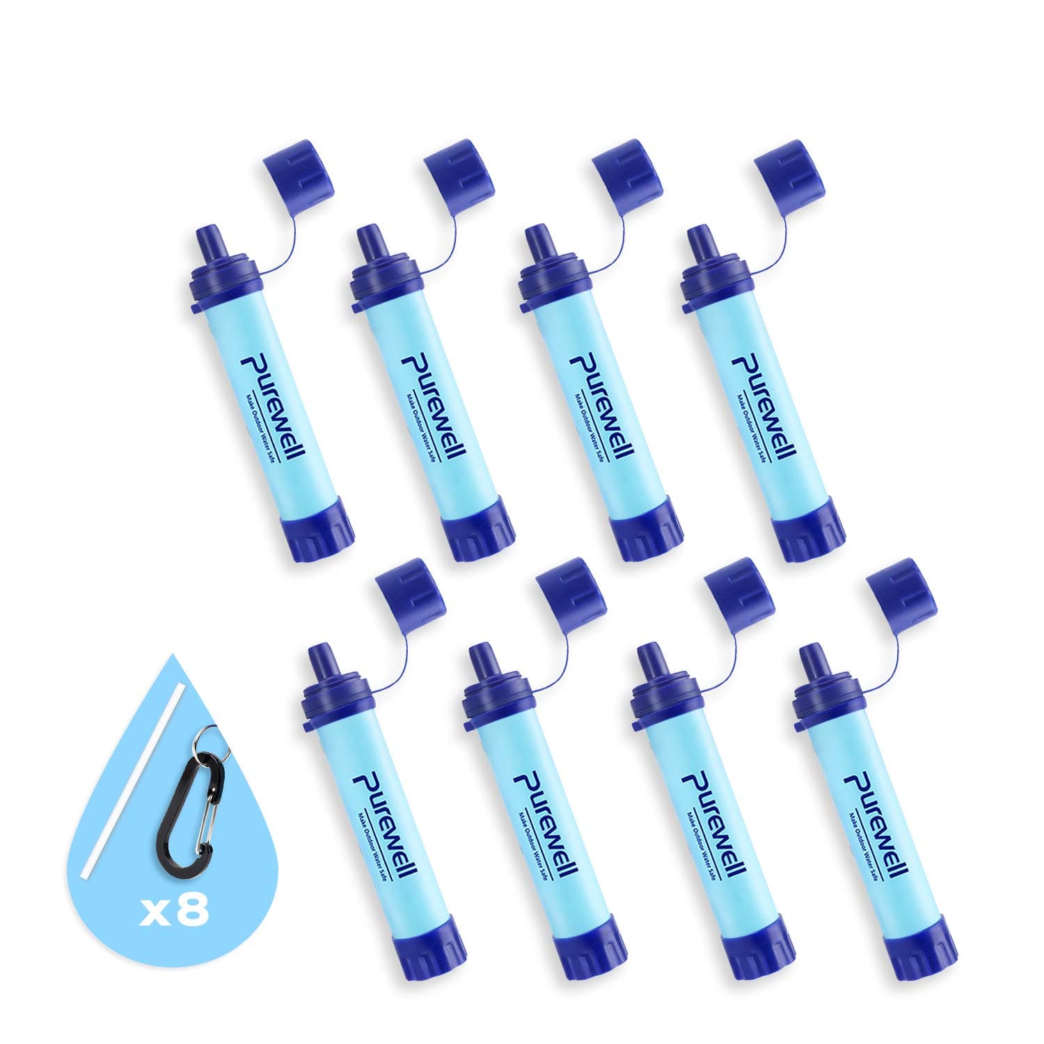 PurewellOutdoor Water Filter Personal Water Filtration Straw Emergency Survival Gear Water Purifier for Camping Hiking Climbing Backpacking